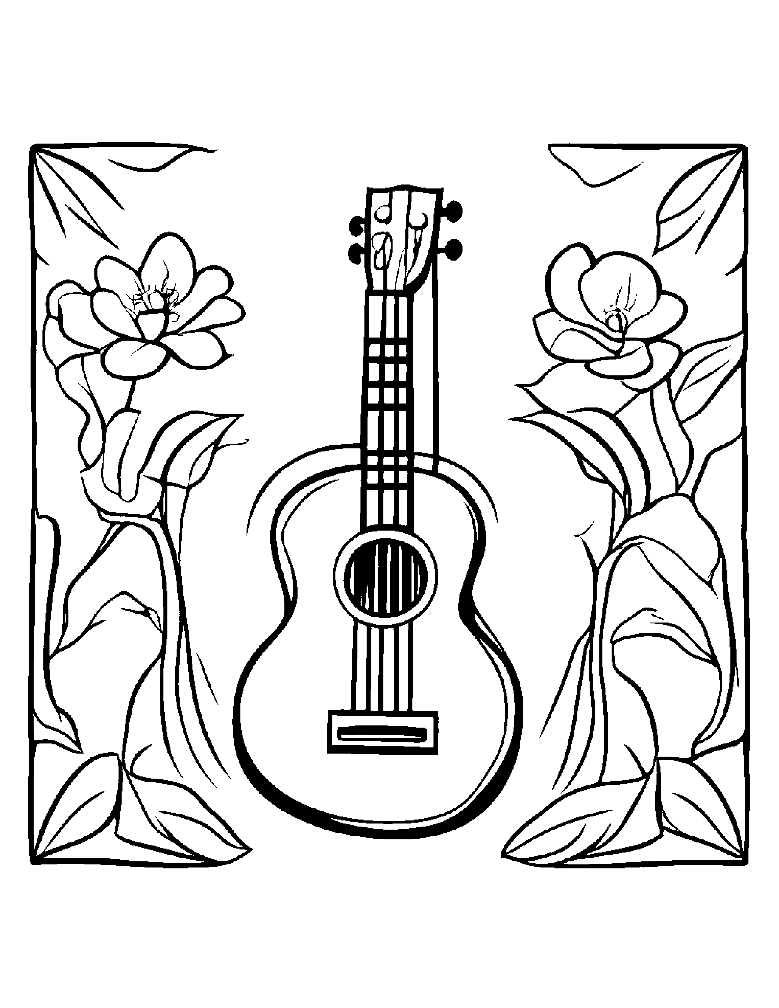Bright Ukulele #2 Coloring Page (Free Printable PDF)