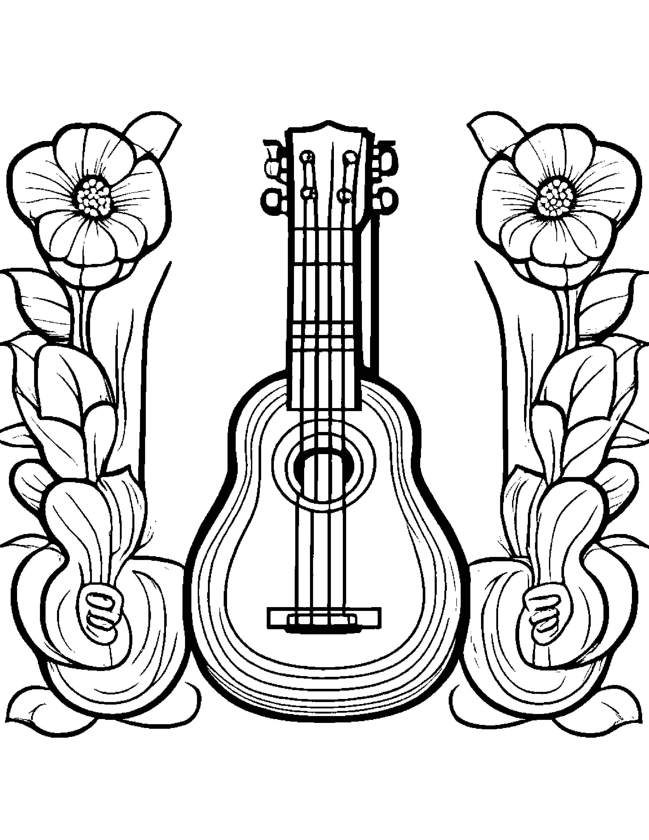 Bright Ukulele #3 Coloring Page (Free Printable PDF)