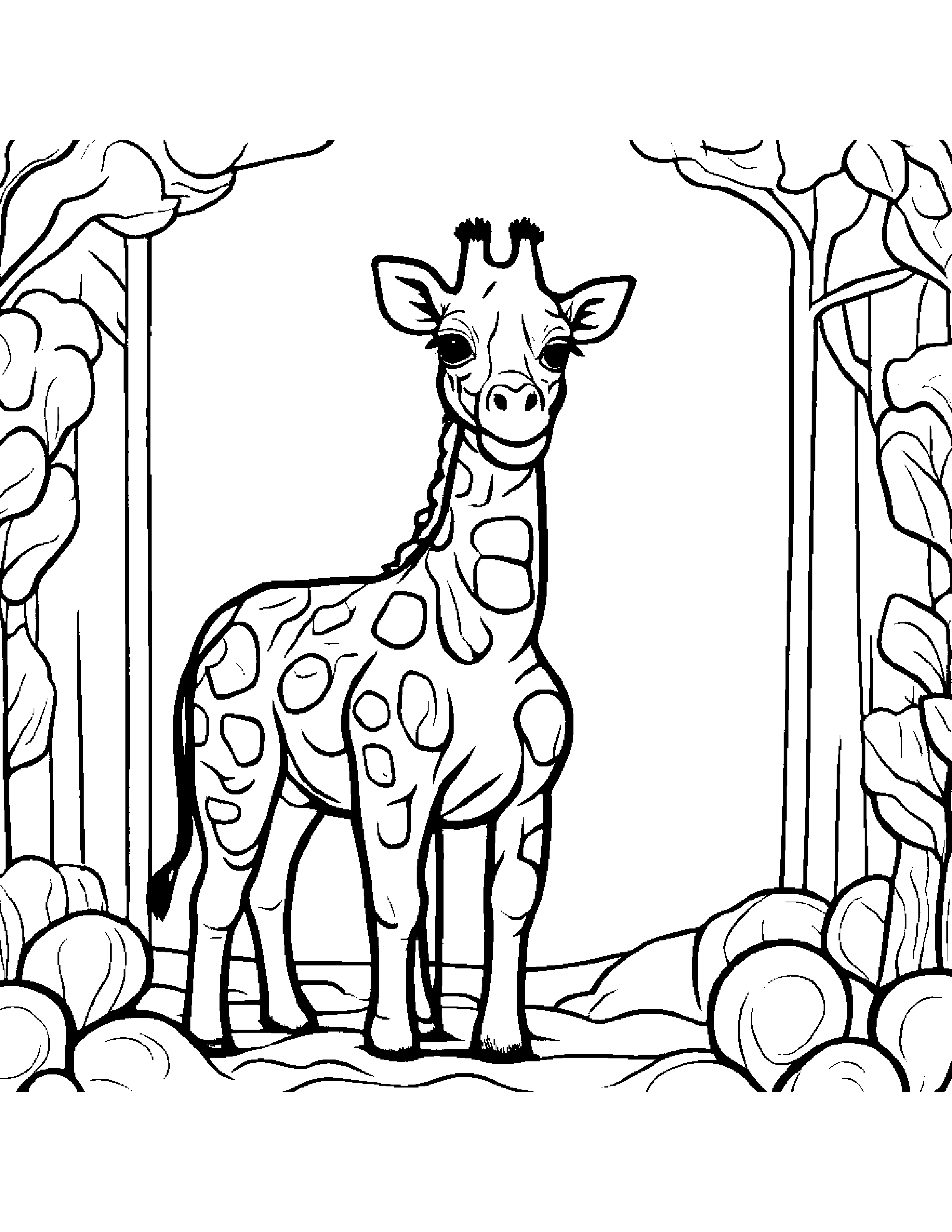 Bubbly Giraffe Calf At The Playground #2 Coloring Page (Free Printable PDF)