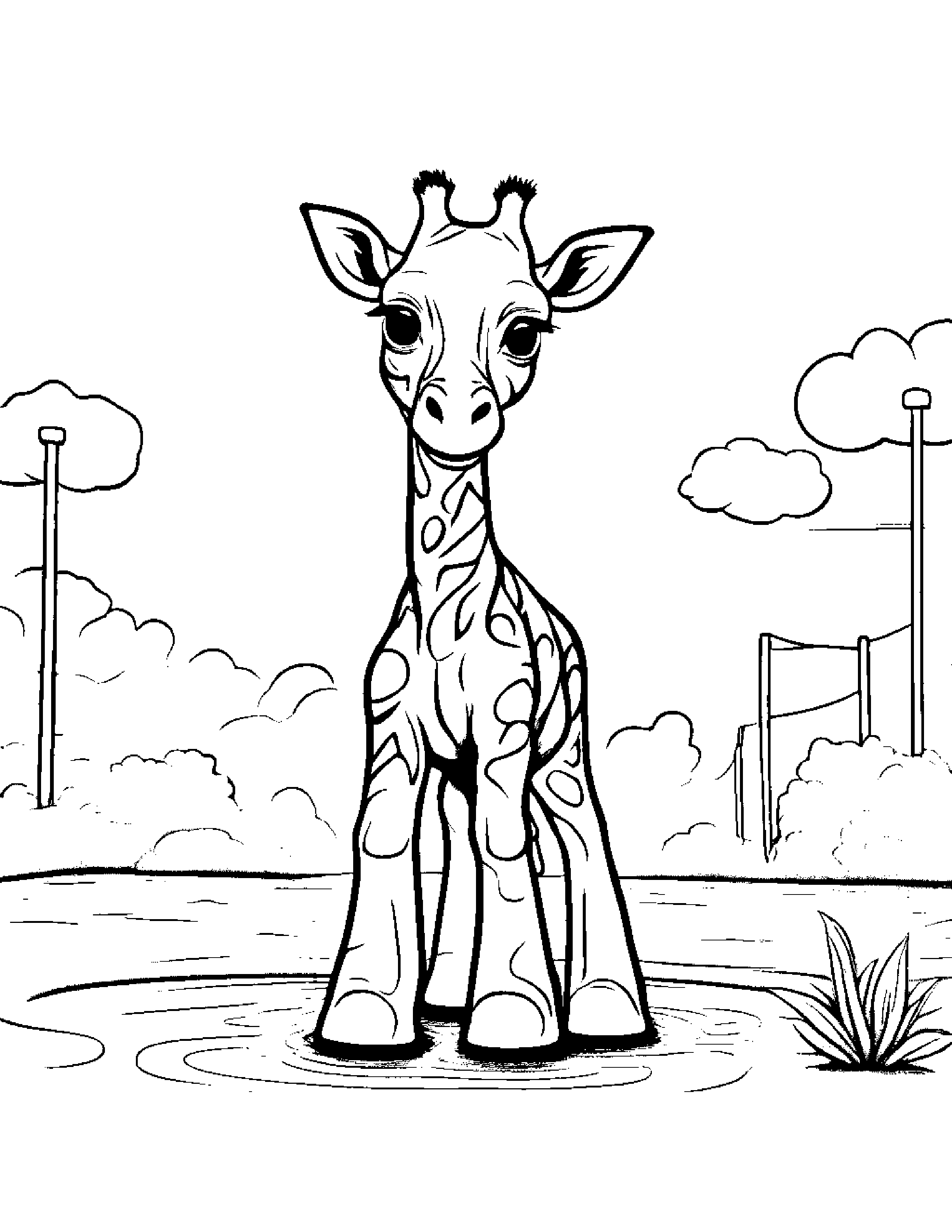 Bubbly Giraffe Calf At The Playground #4 Coloring Page (Free Printable PDF)