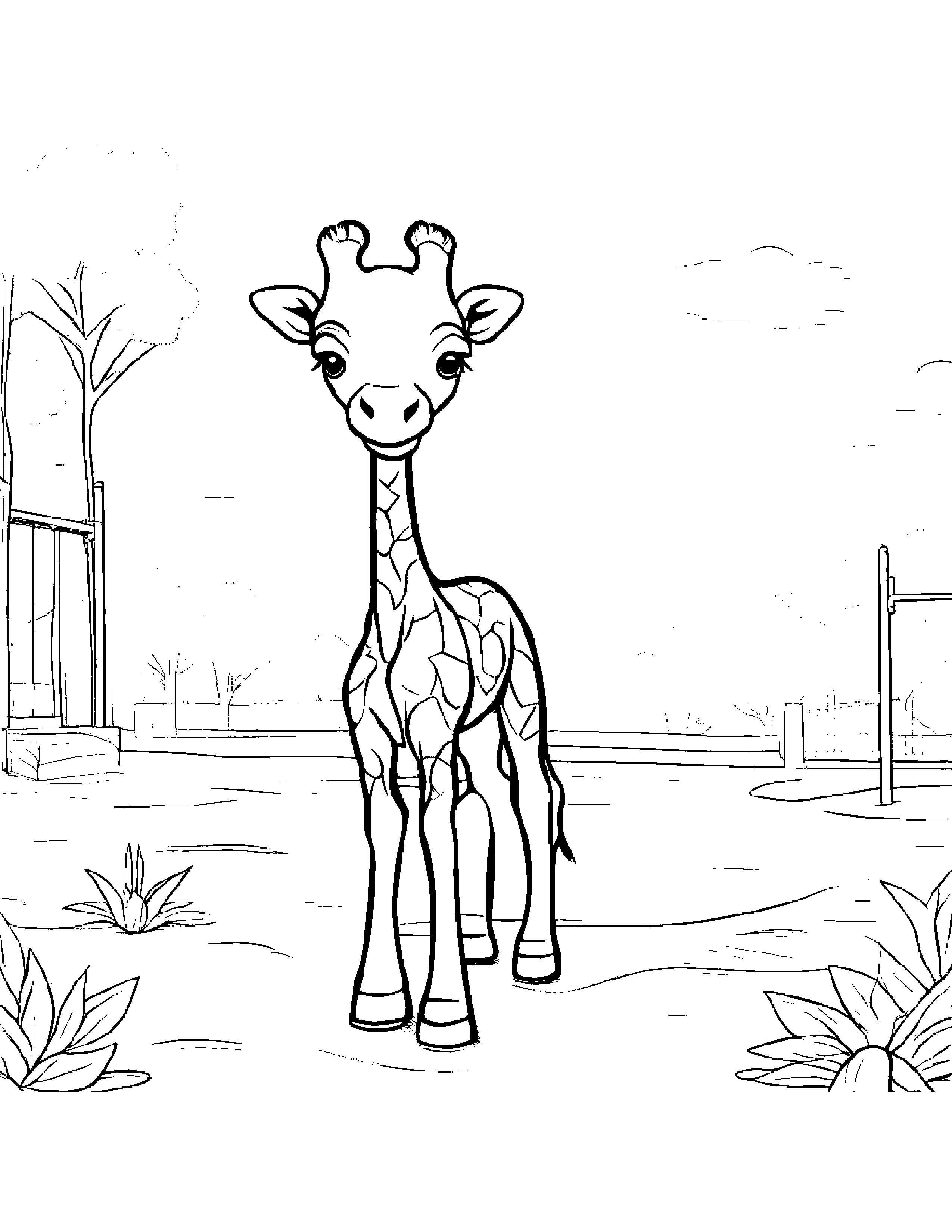 Bubbly Giraffe Calf At The Playground #5 Coloring Page (Free Printable PDF)