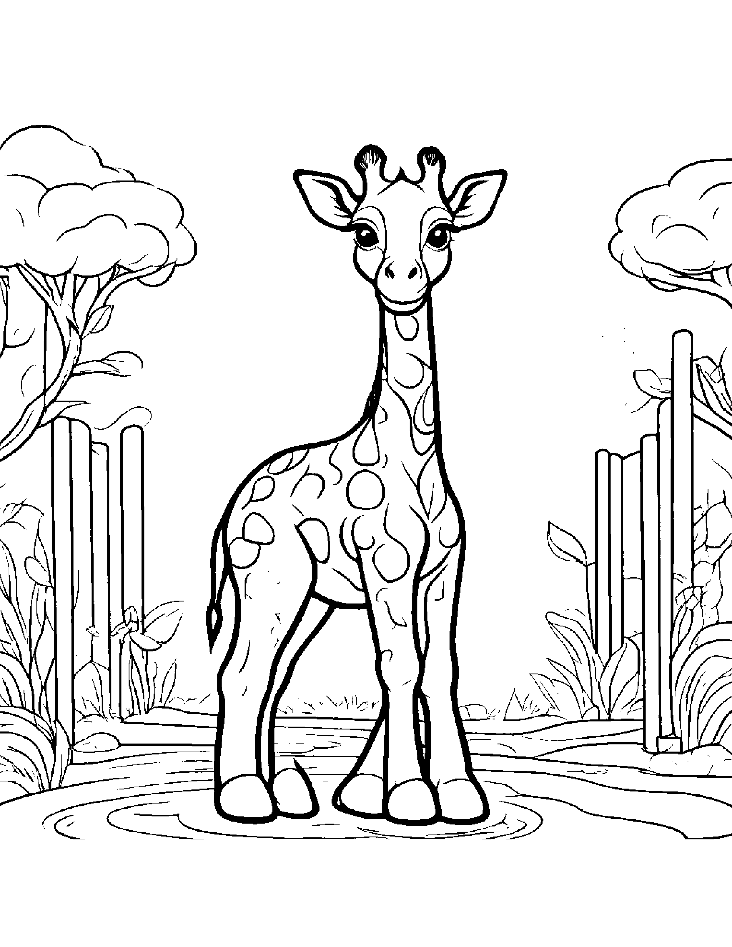 Bubbly Giraffe Calf At The Playground Coloring Page (Free Printable PDF)