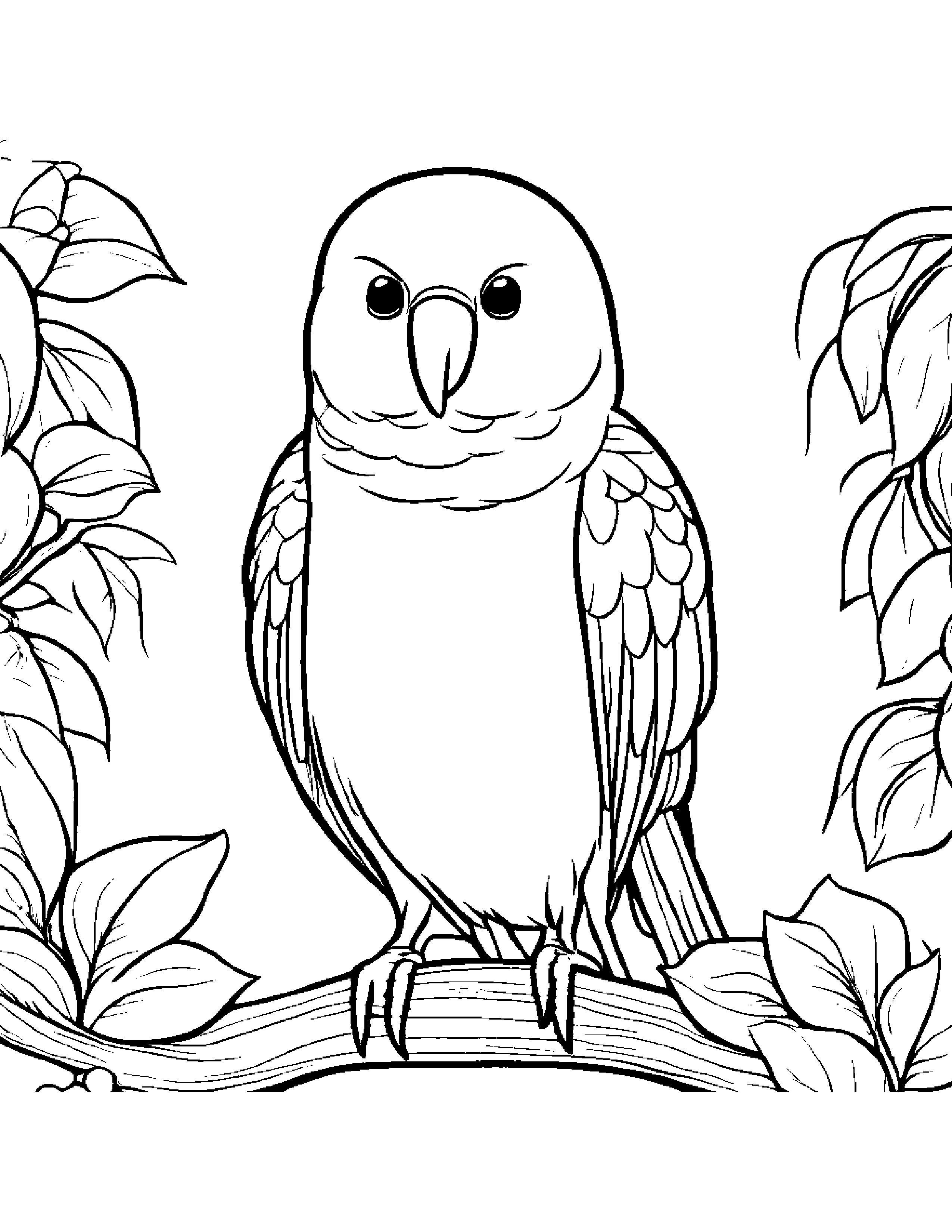 Cheerful Parakeet #3 Coloring Page (Free Printable PDF)
