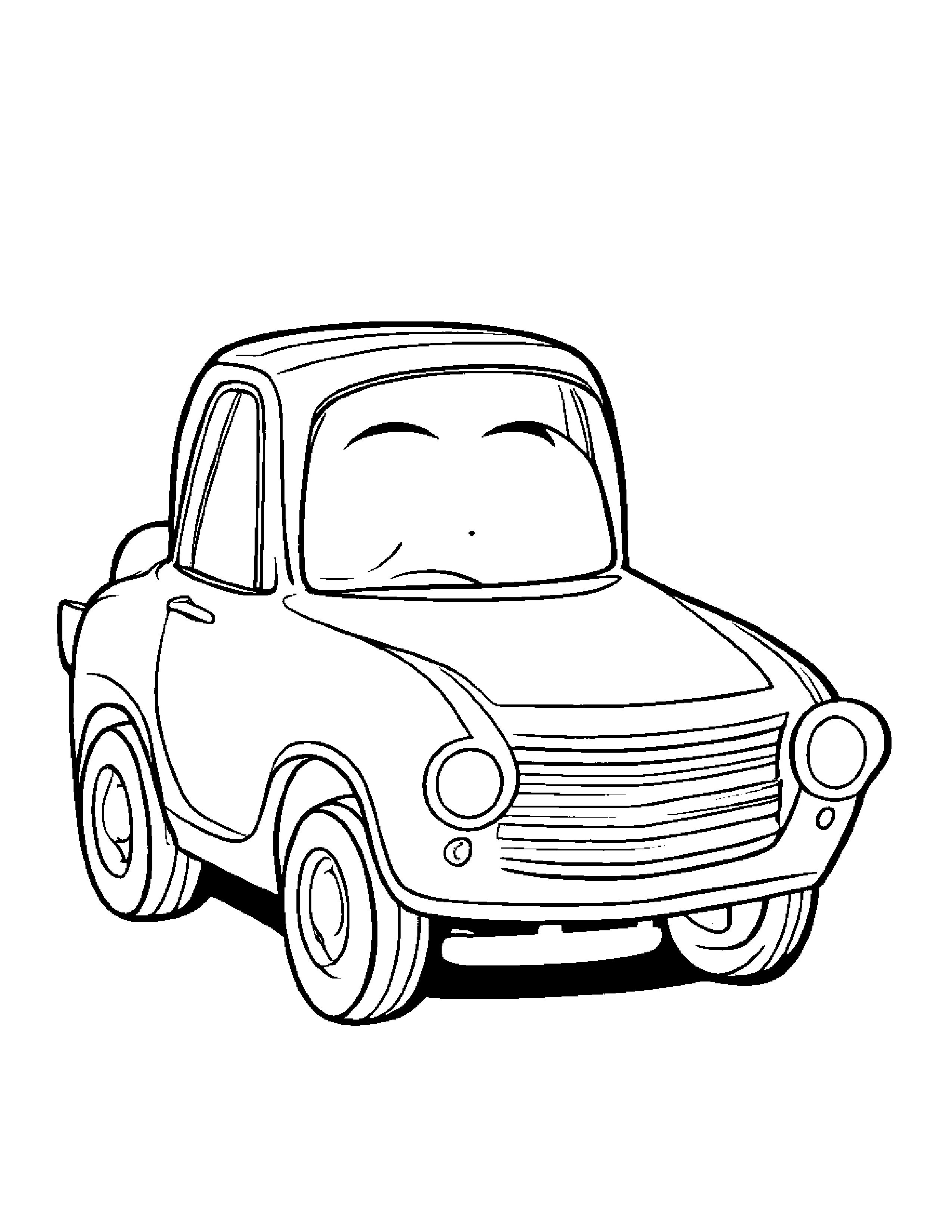 Cheerful Toy Car #2 Coloring Page (Free Printable PDF)