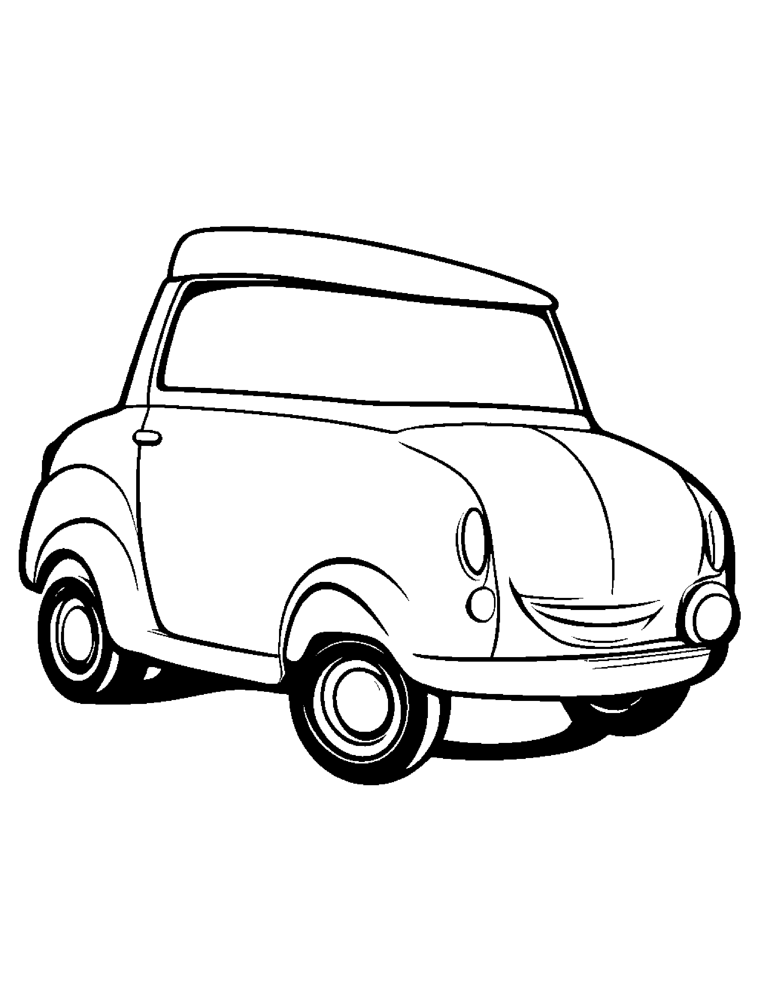 Cheerful Toy Car Coloring Page (Free Printable PDF)