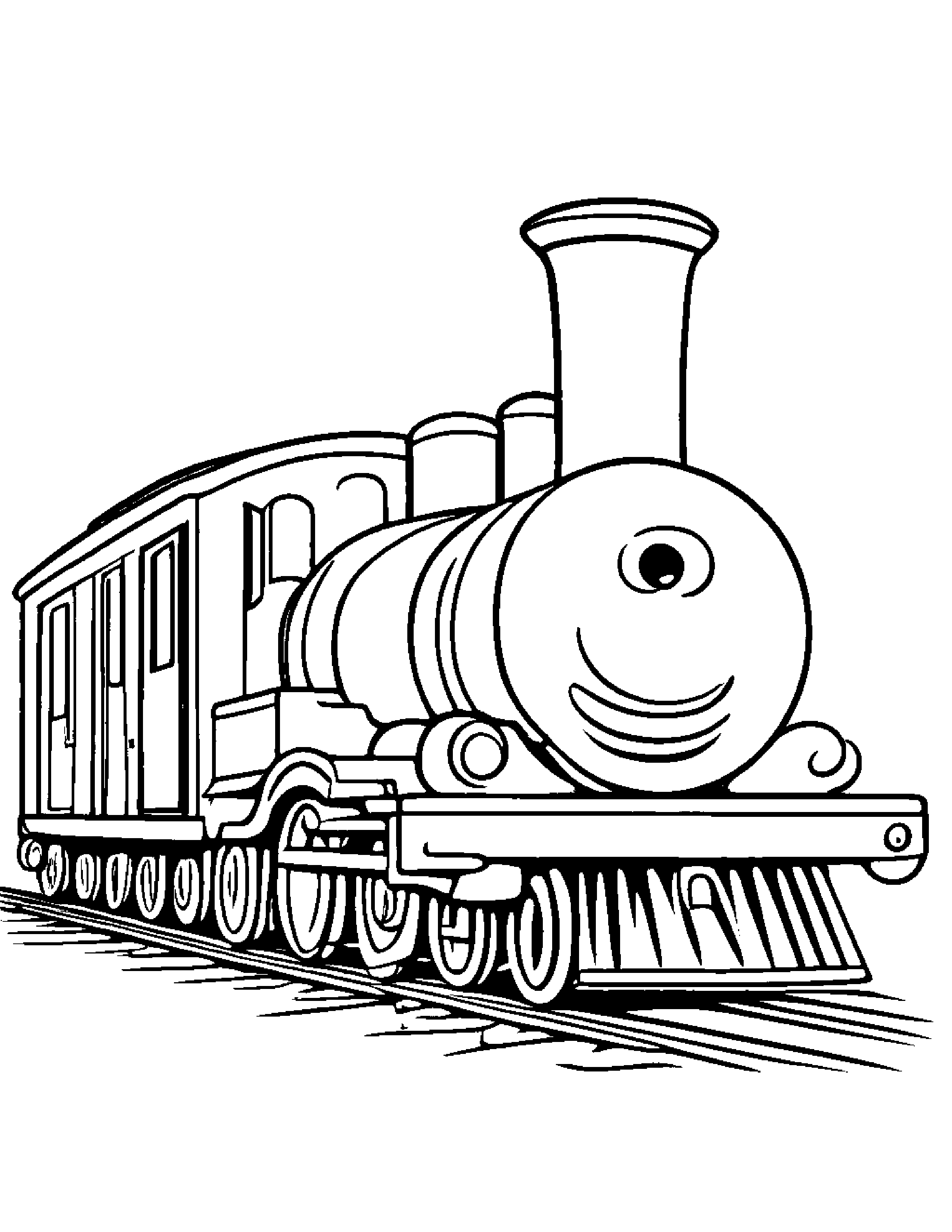 Cheerful Train Toy #2 Coloring Page (Free Printable PDF)