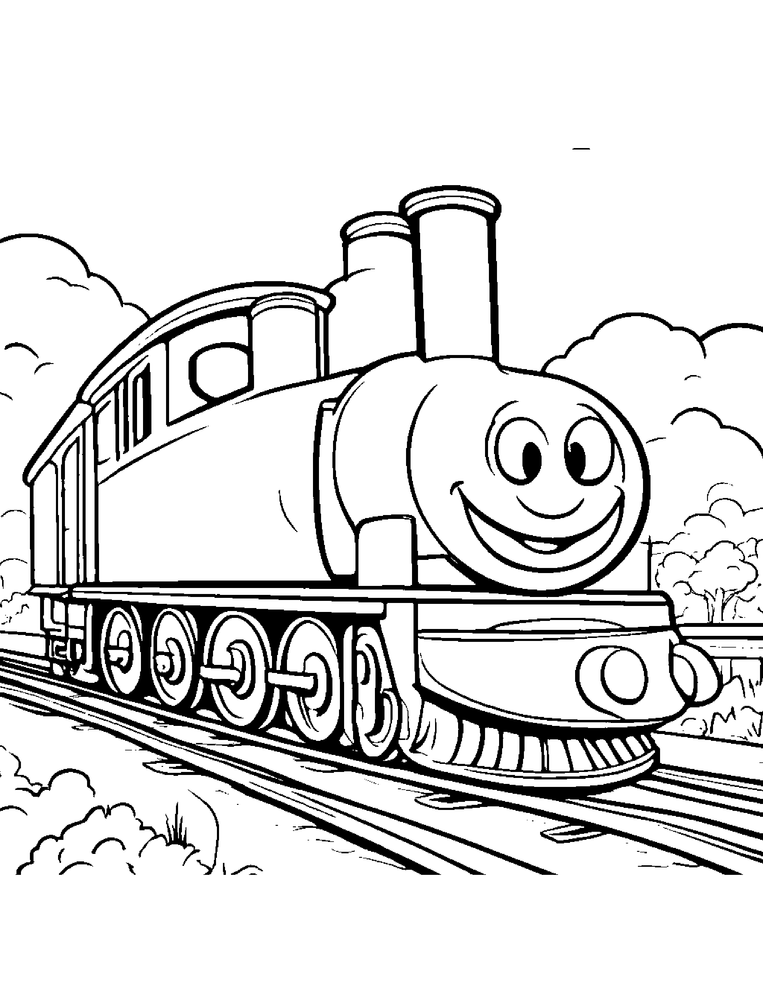 Cheerful Train Toy #3 Coloring Page (Free Printable PDF)