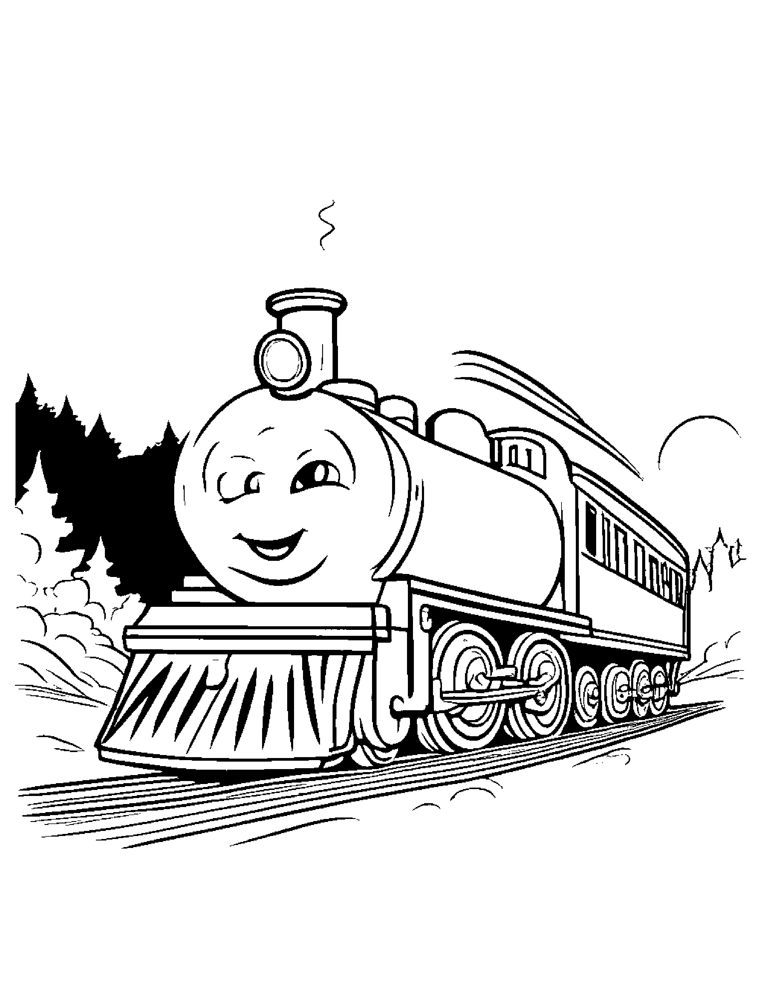 Cheerful Train Toy #4 Coloring Page (Free Printable PDF)