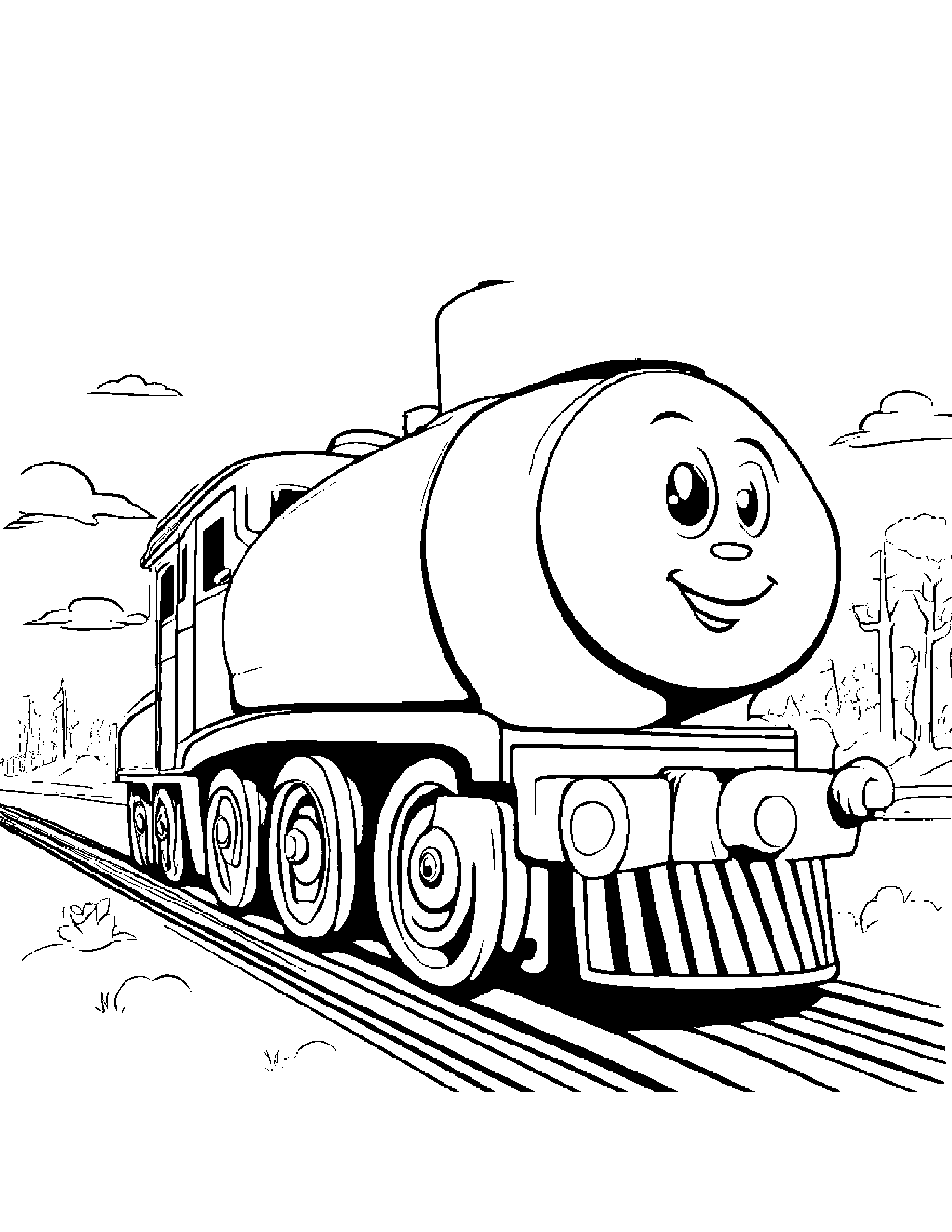 Cheerful Train Toy #5 Coloring Page (Free Printable PDF)