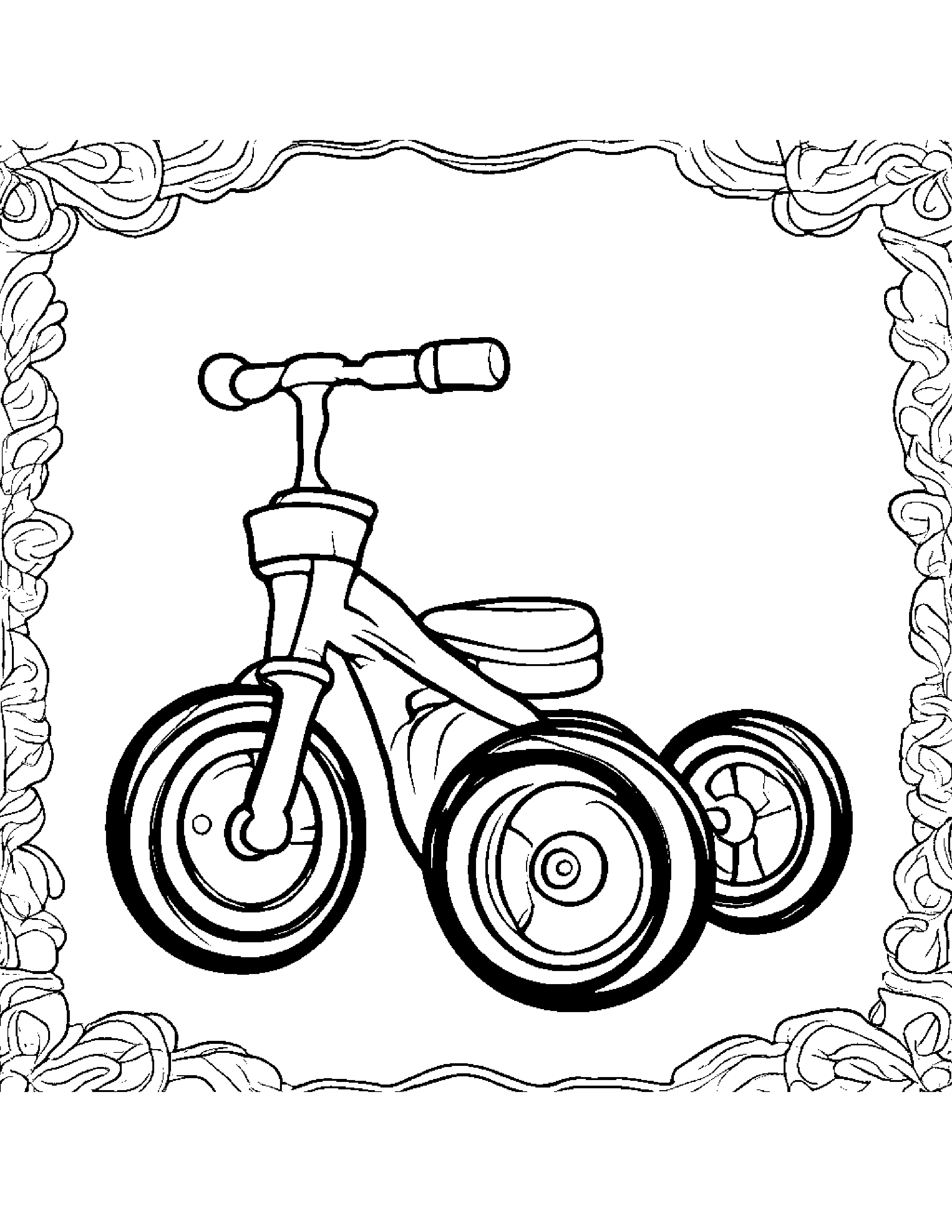 Cuddly Tricycle #2 Coloring Page (Free Printable PDF)