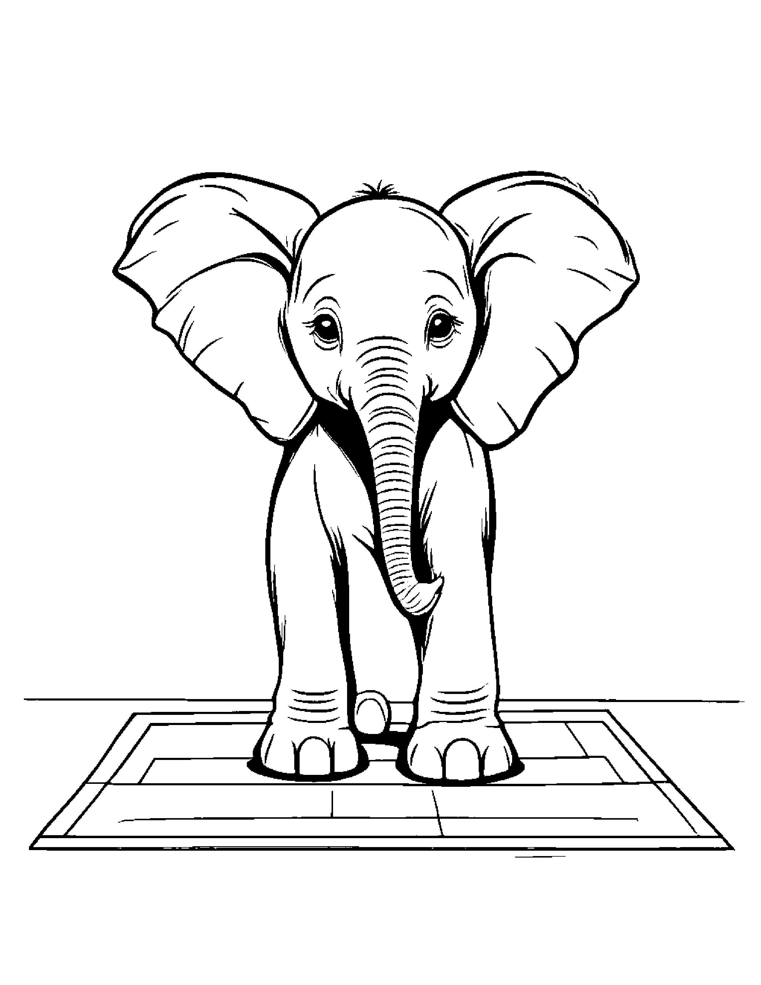 Elephant Calf Playing Hopscotch #2 Coloring Page (Free Printable PDF)