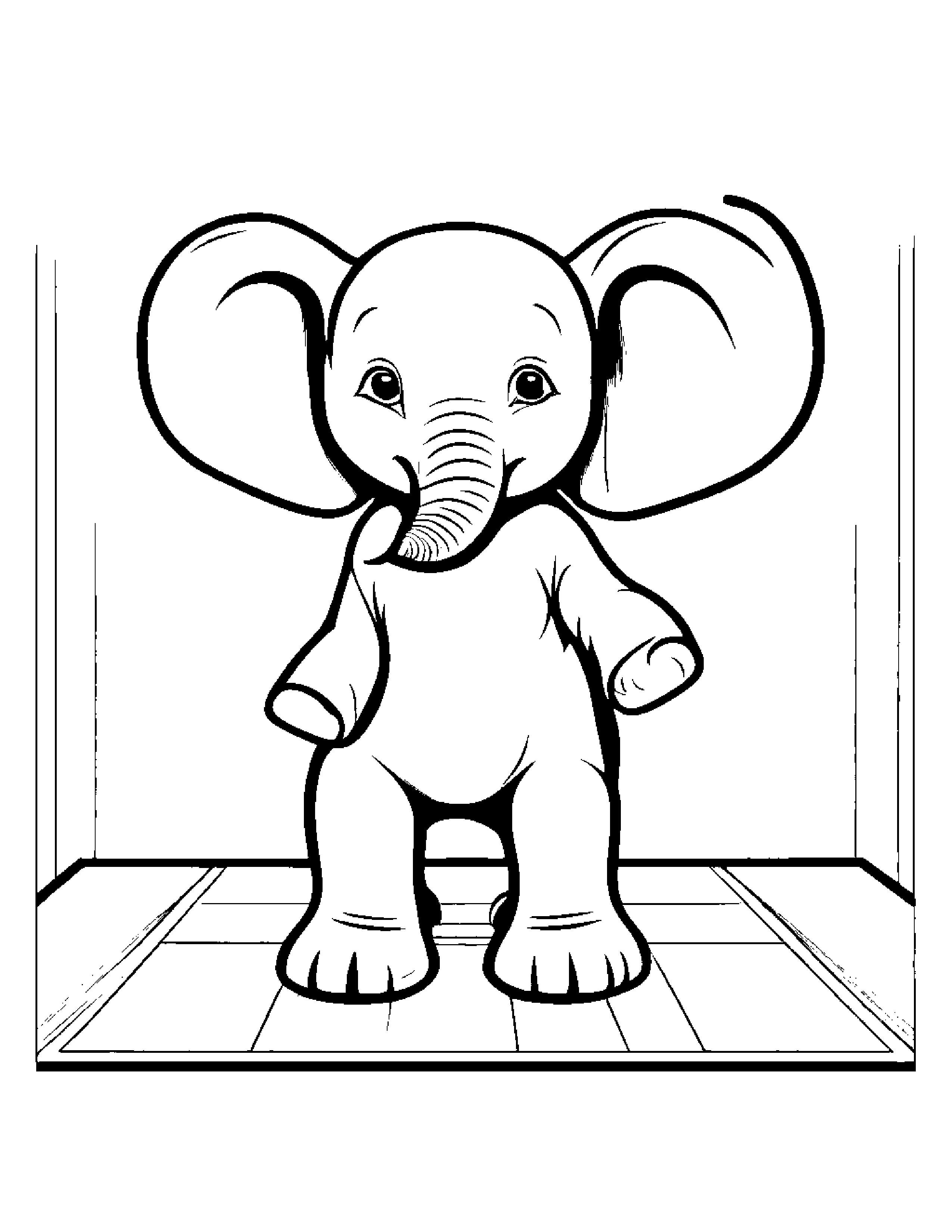 Elephant Calf Playing Hopscotch Coloring Page (Free Printable PDF)