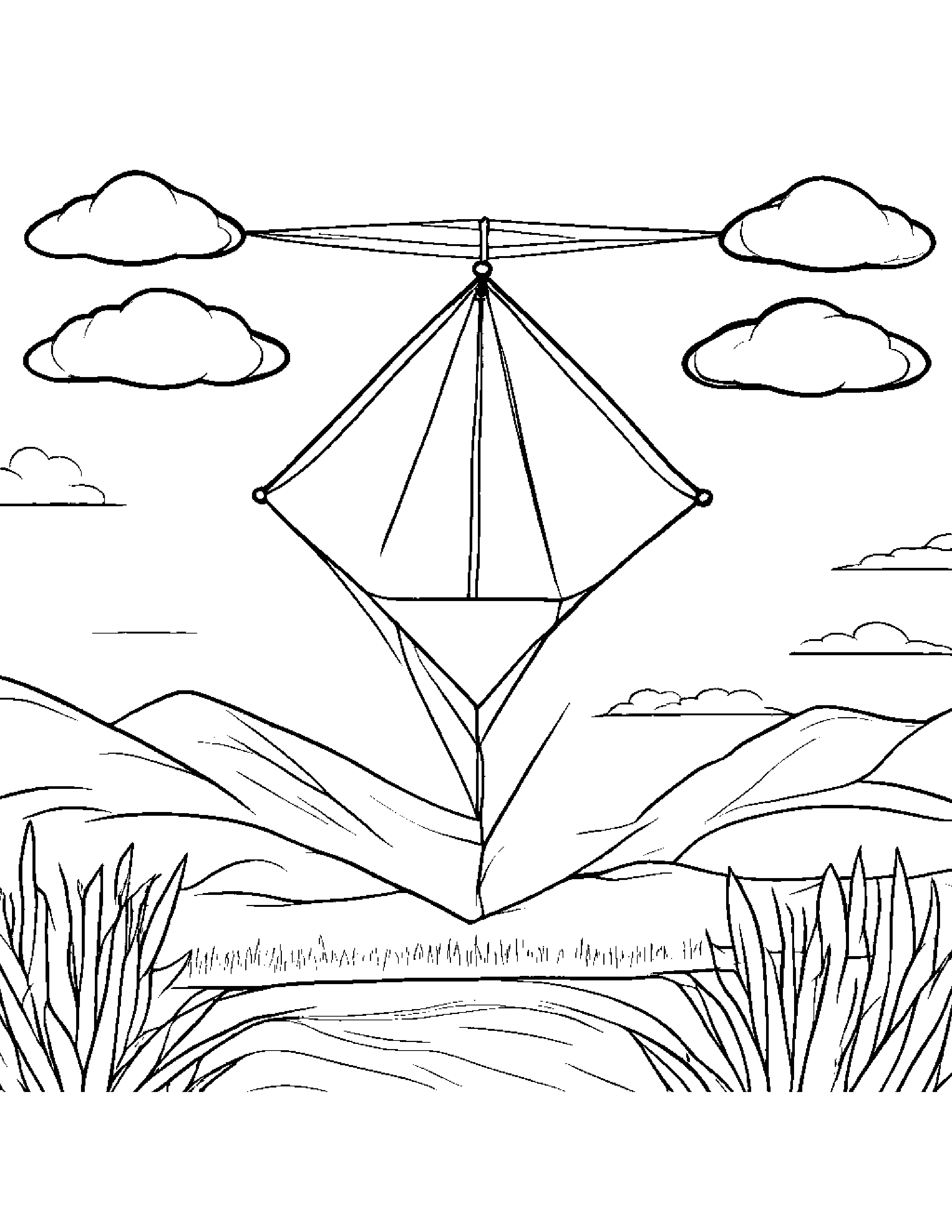 Friendly Kite #3 Coloring Page (Free Printable PDF)