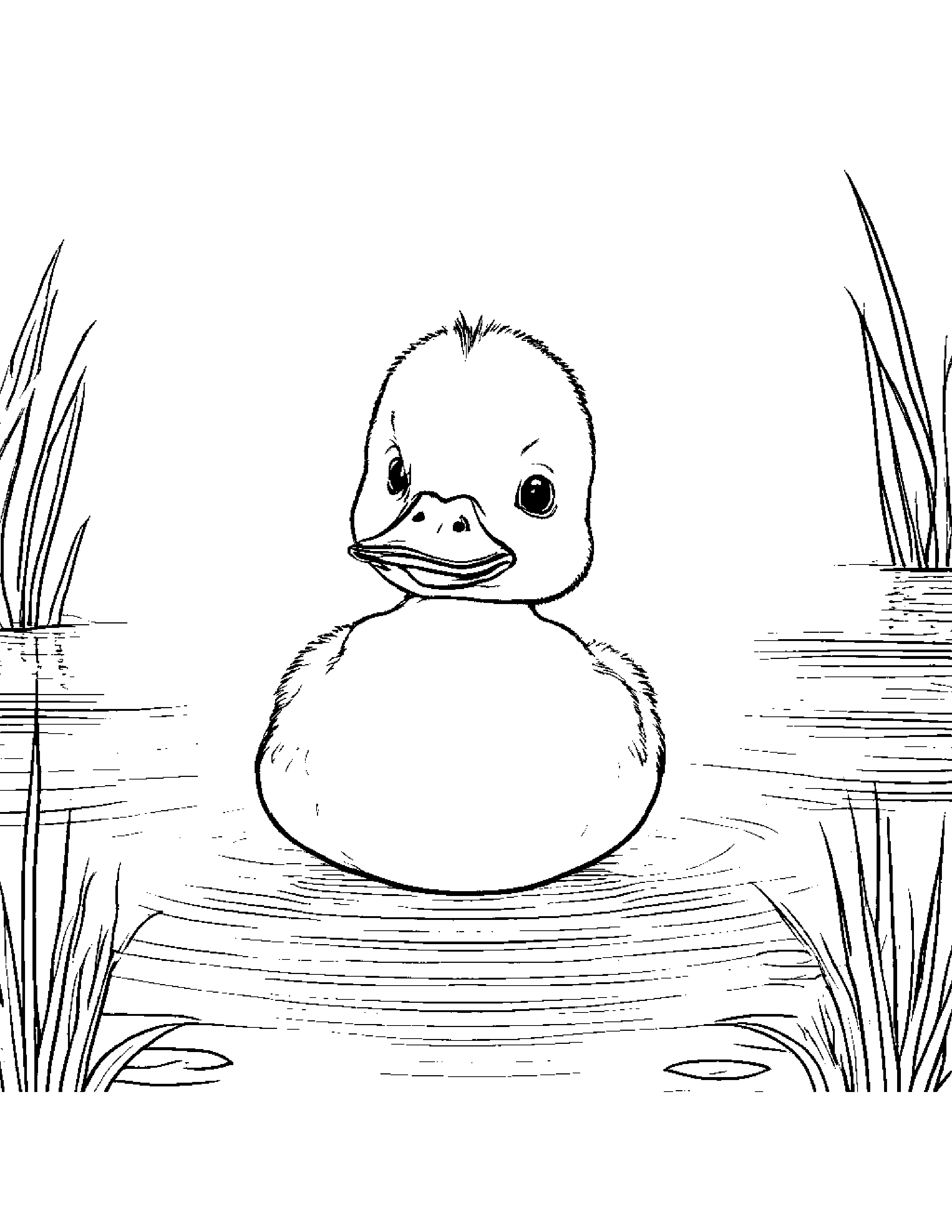 Gentle Duckling Making Silly Faces Coloring Page (Free Printable PDF)