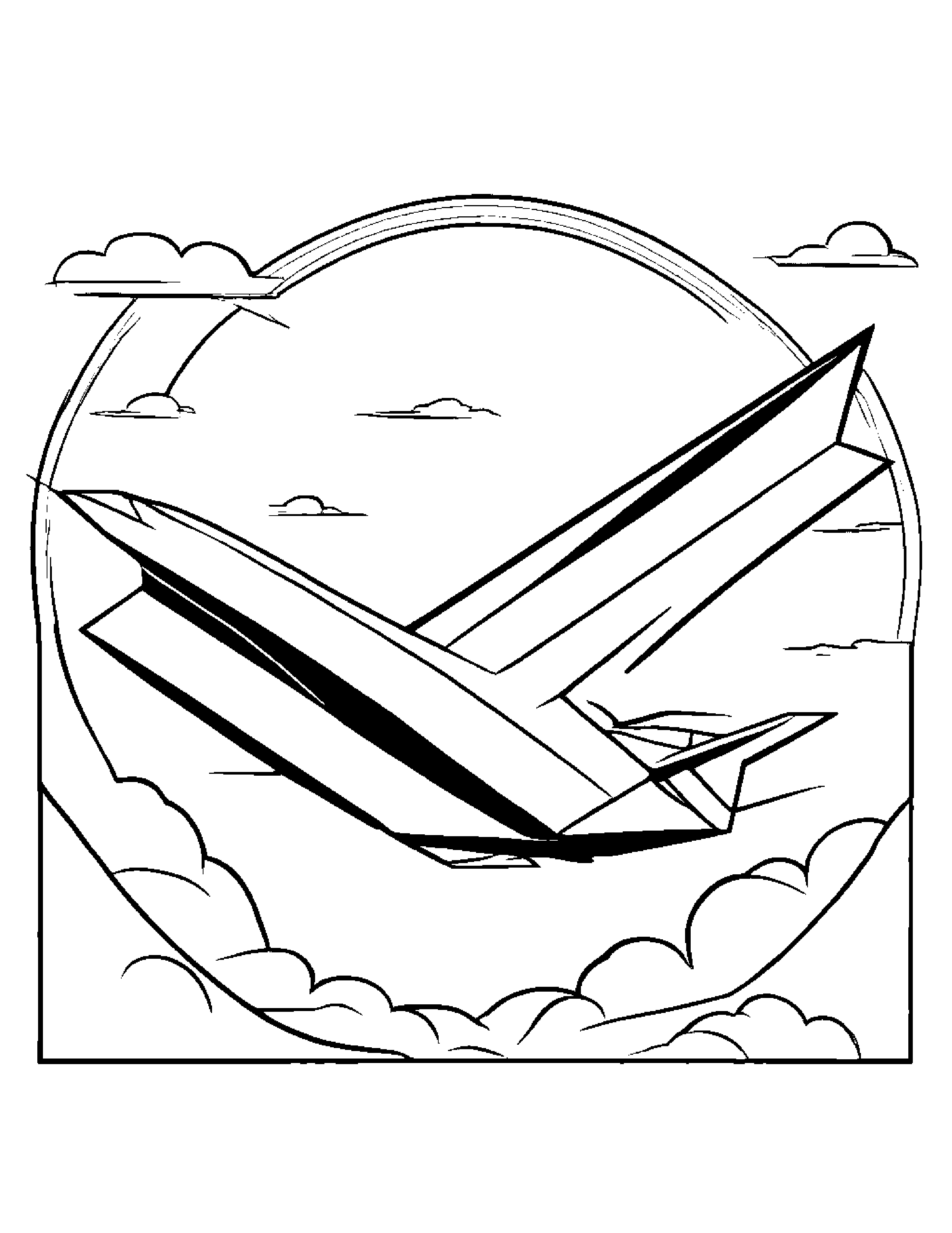 Gentle Paper Airplane #5 Coloring Page (Free Printable PDF)