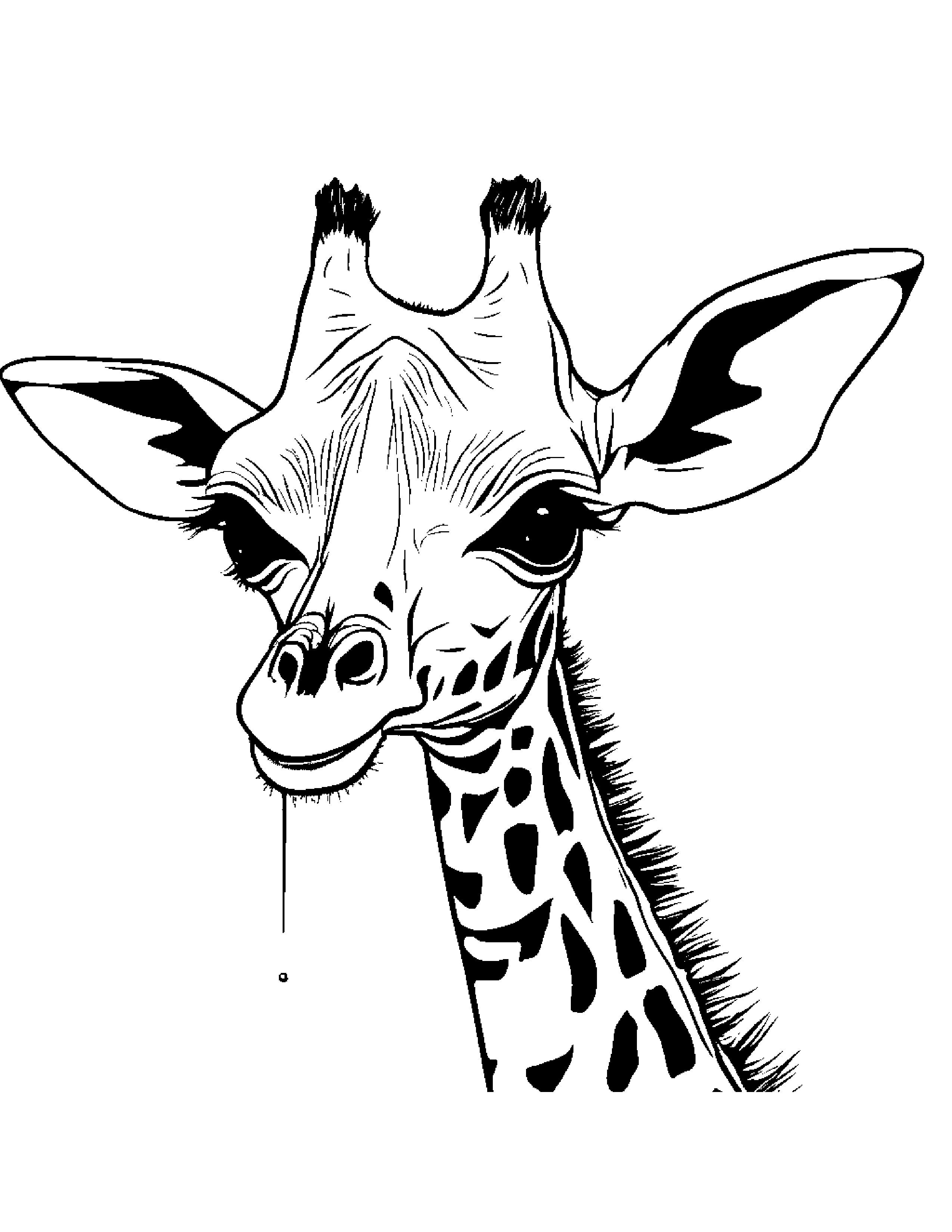 Giraffe Calf Blowing Bubbles #3 Coloring Page (Free Printable PDF)