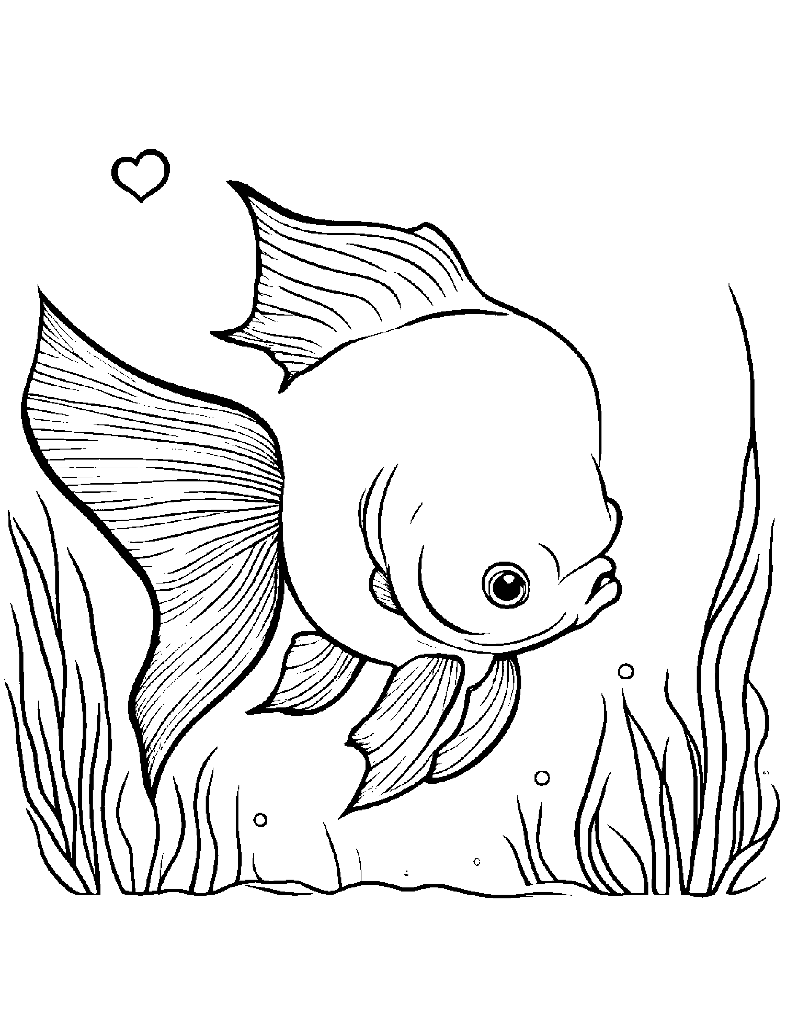 Goldfish With A Little Heart #2 Coloring Page (Free Printable PDF)