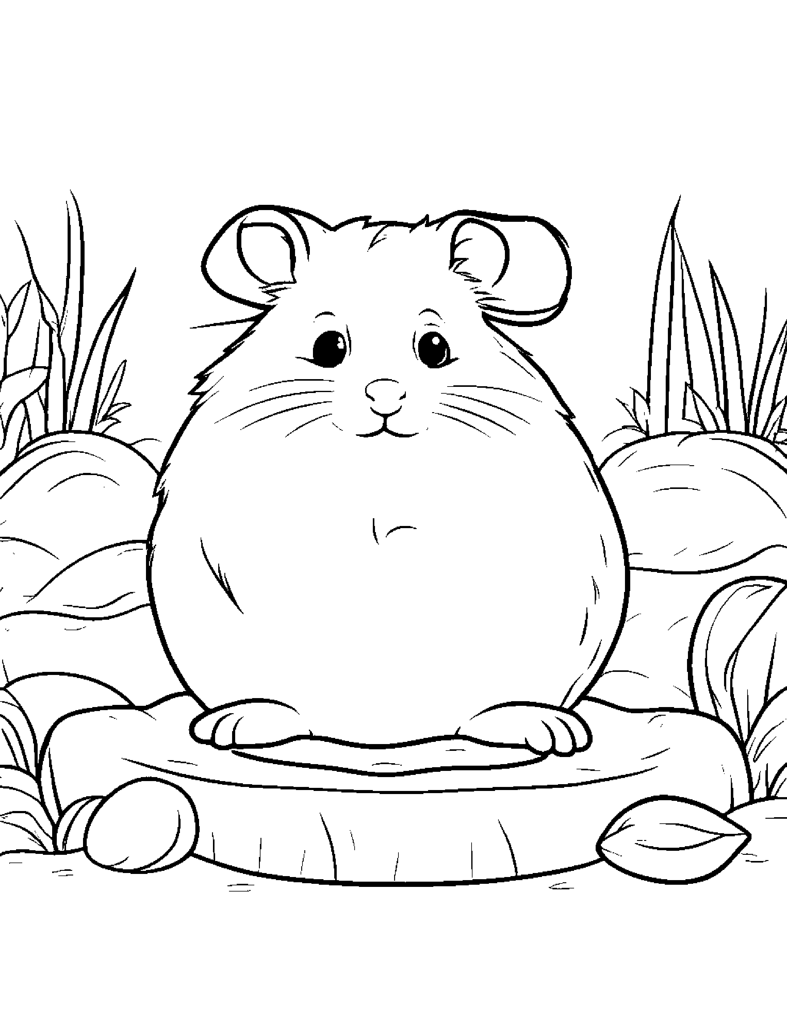Hamster Making Silly Faces Beside A Sandbox Coloring Page (Free Printable PDF)