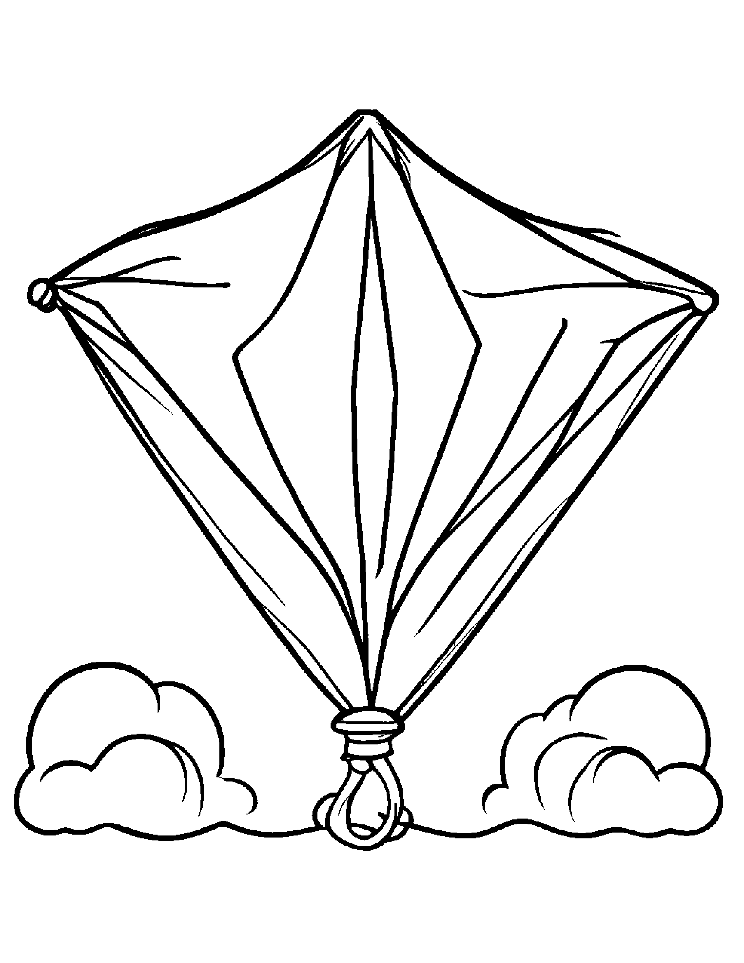 Happy Kite #2 Coloring Page (Free Printable PDF)
