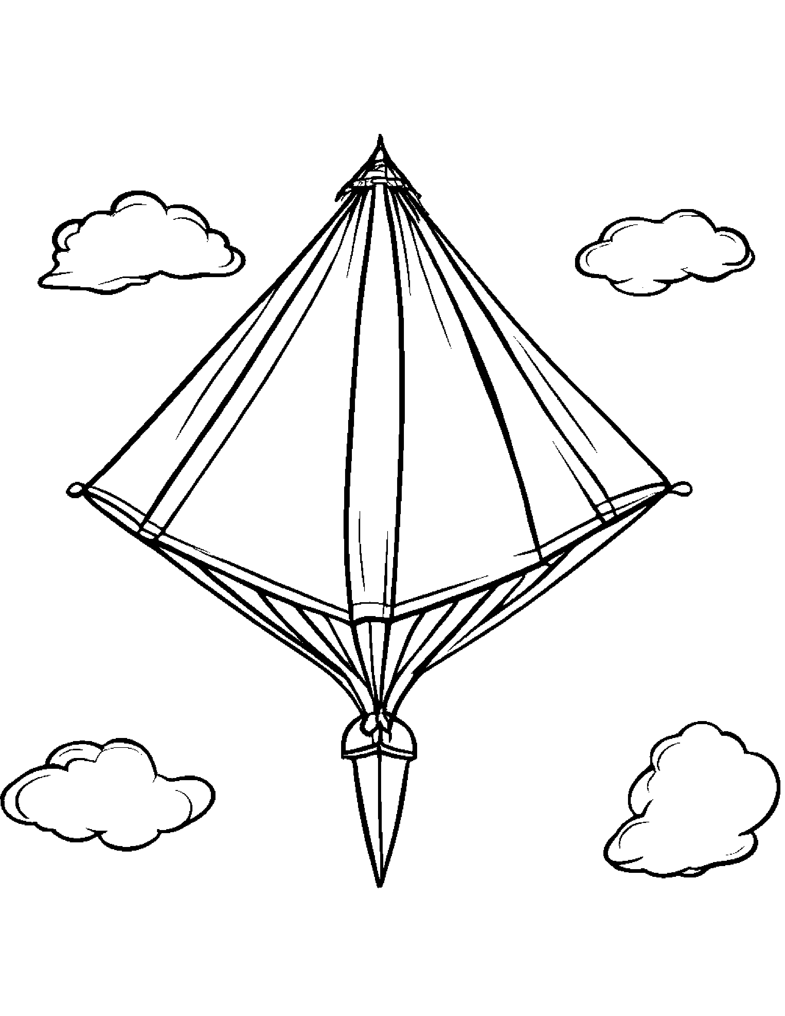 Happy Kite #4 Coloring Page (Free Printable PDF)