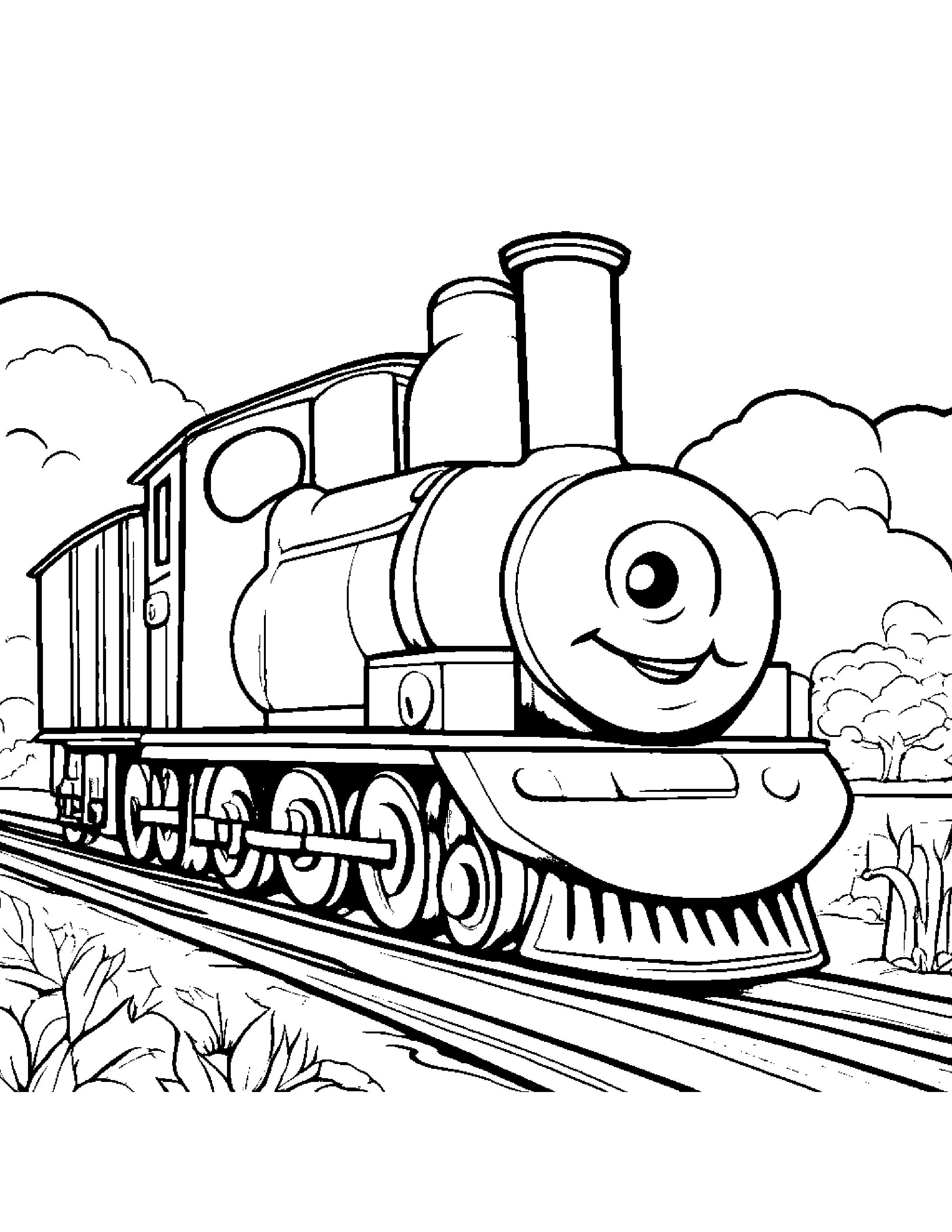 Happy Train Toy #2 Coloring Page (Free Printable PDF)