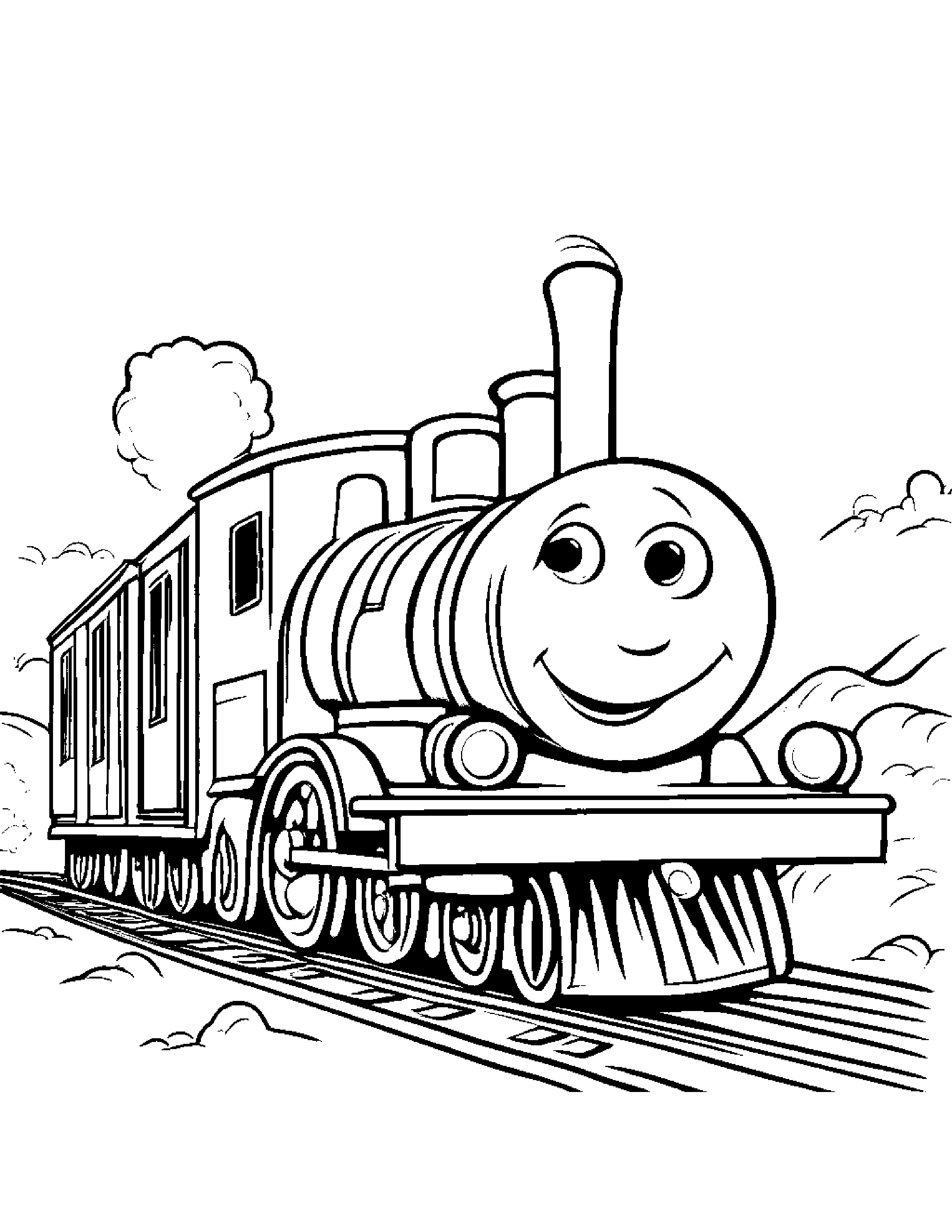 Happy Train Toy #3 Coloring Page (Free Printable PDF)