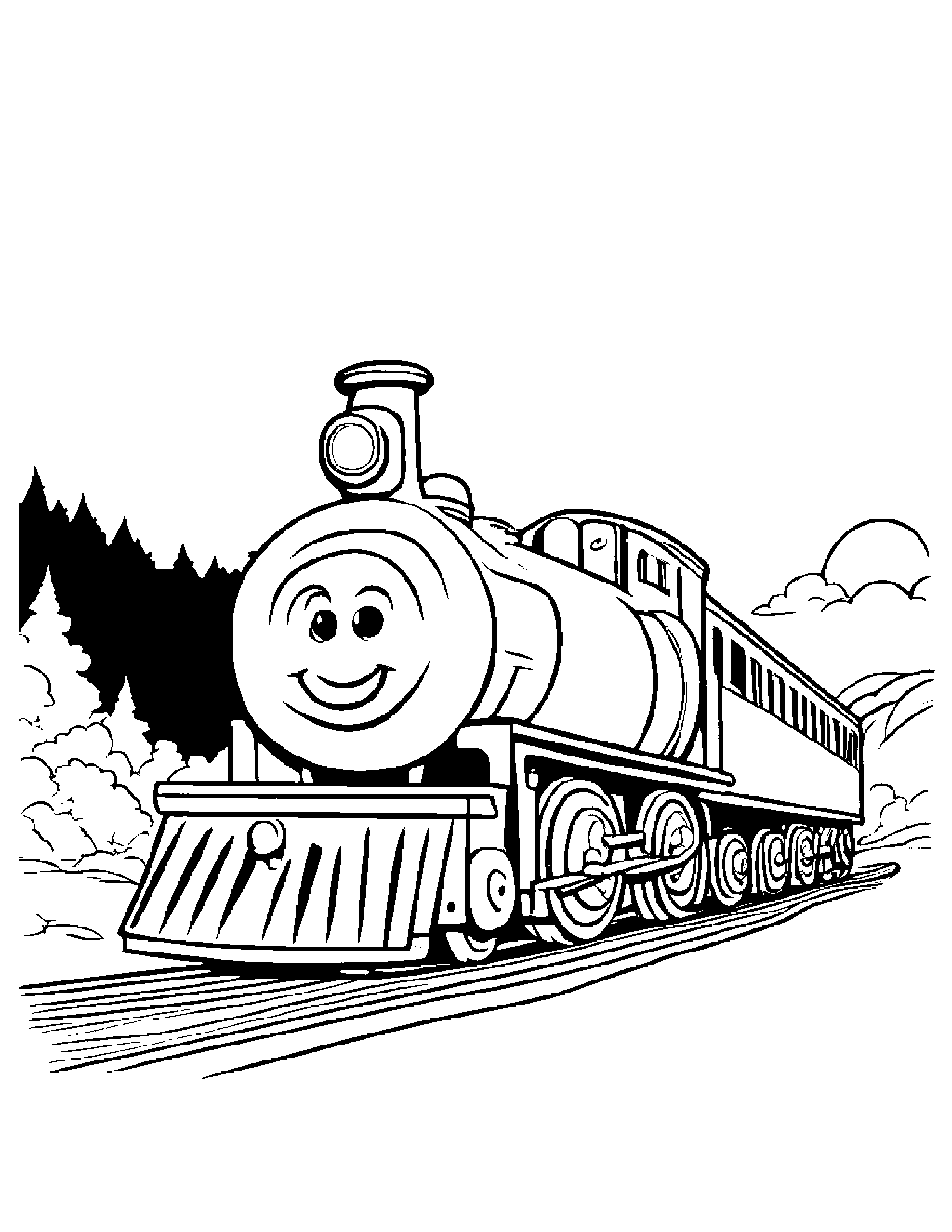 Happy Train Toy #4 Coloring Page (Free Printable PDF)