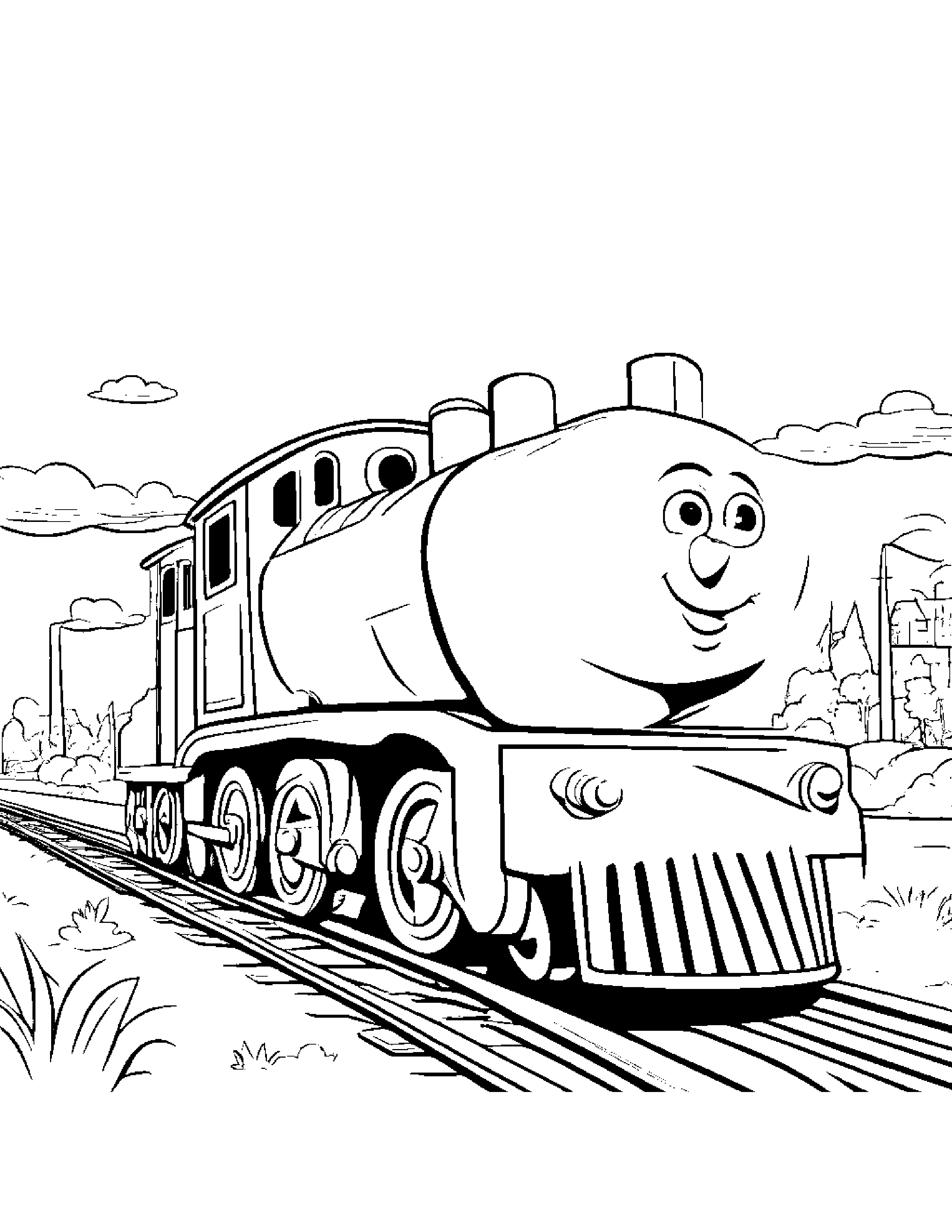 Happy Train Toy #5 Coloring Page (Free Printable PDF)