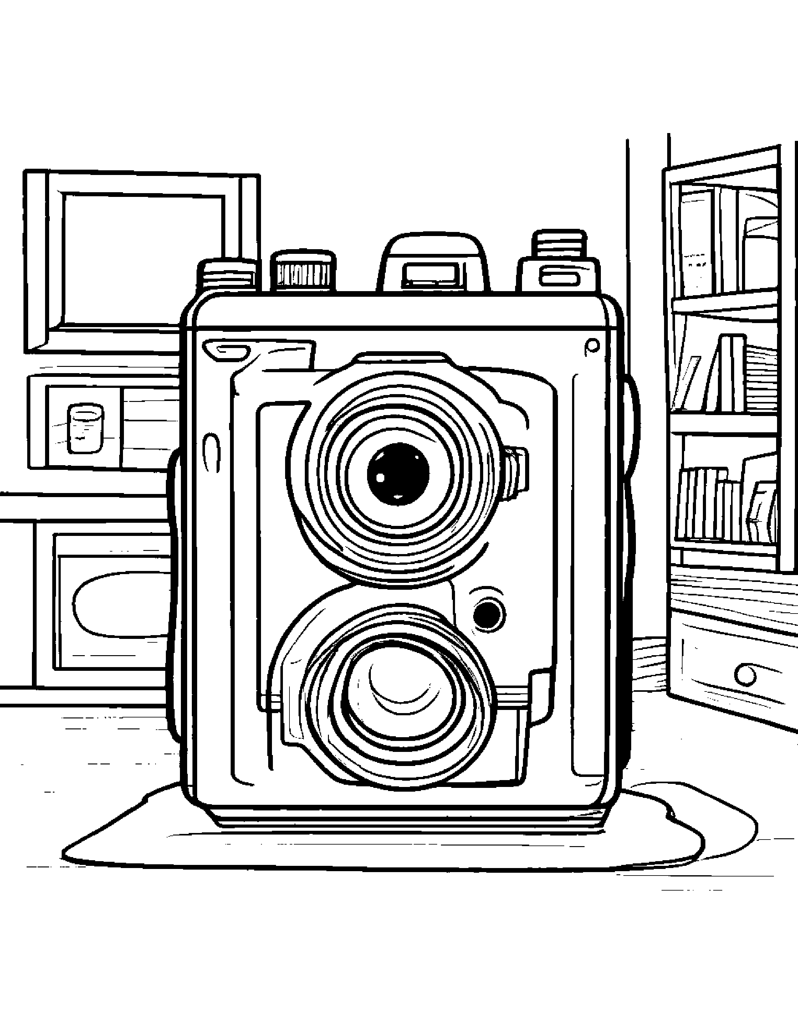Jolly Camera Toy In A Classroom Corner #2 Coloring Page (Free Printable PDF)