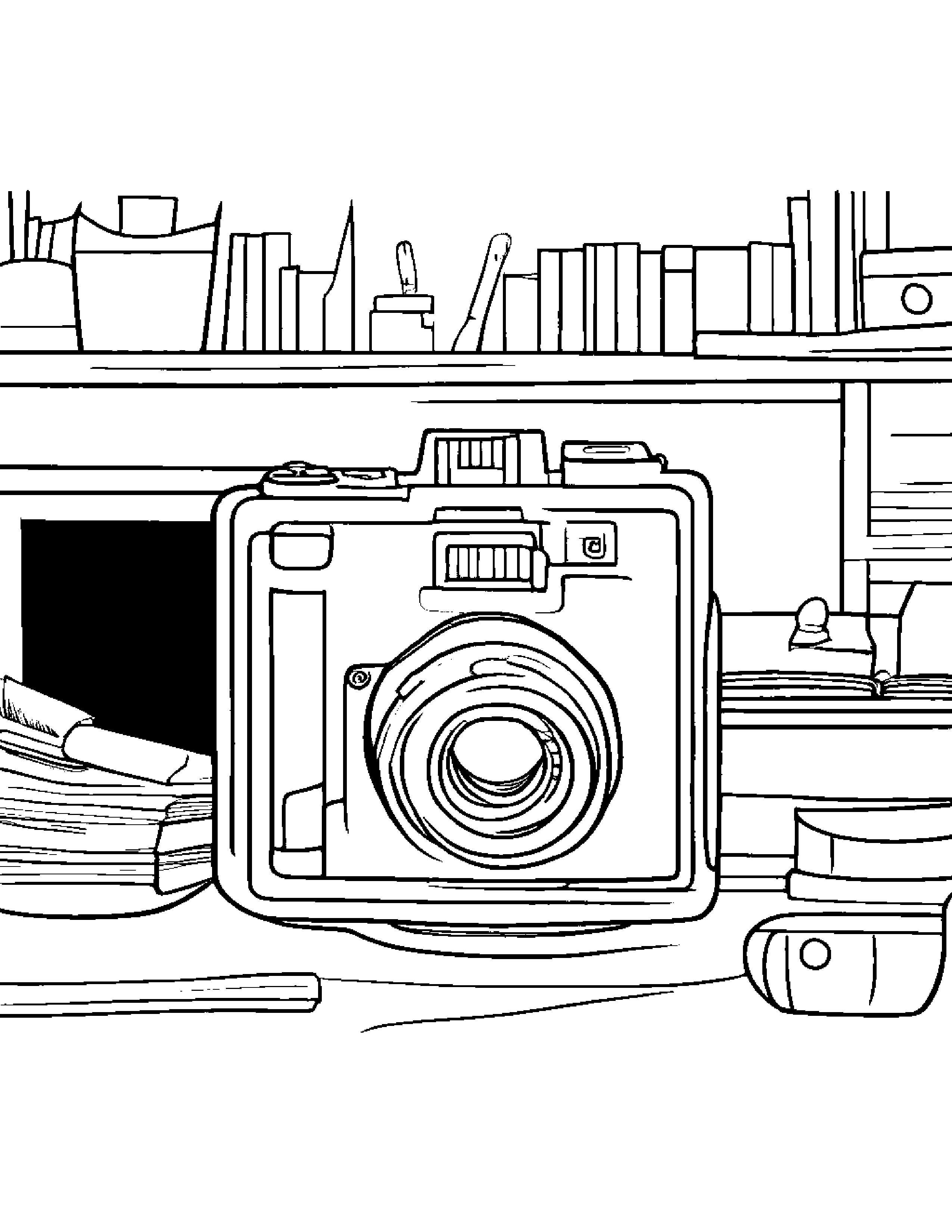 Jolly Camera Toy In A Classroom Corner #3 Coloring Page (Free Printable PDF)