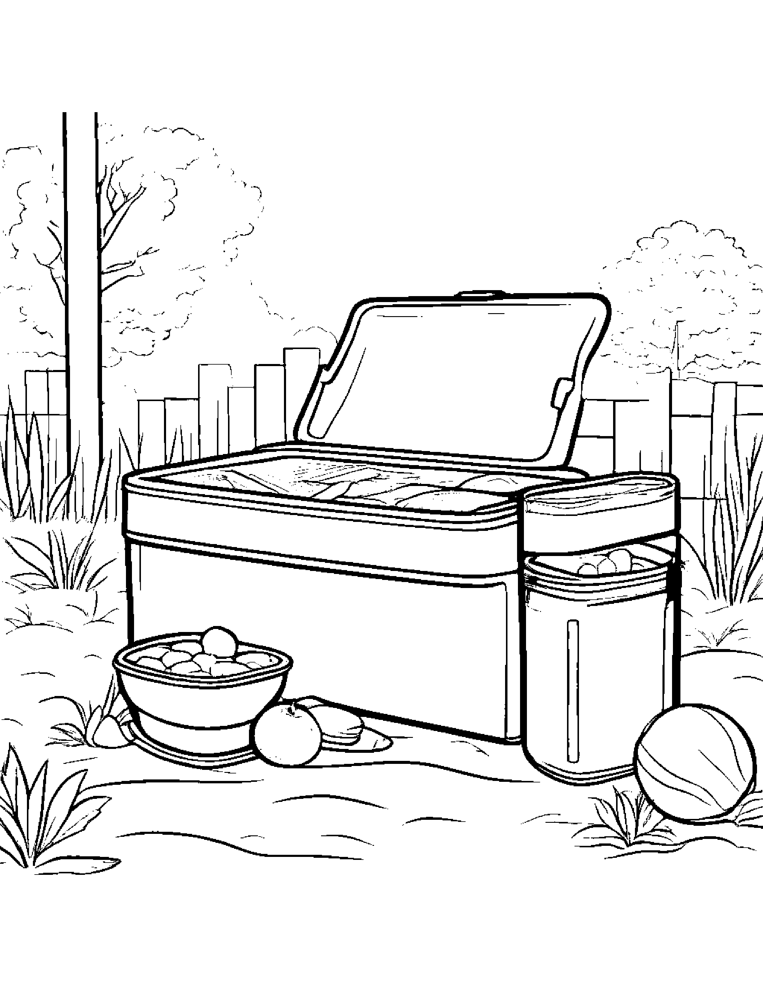 Jolly Lunchbox Beside A Sandbox #4 Coloring Page (Free Printable PDF)