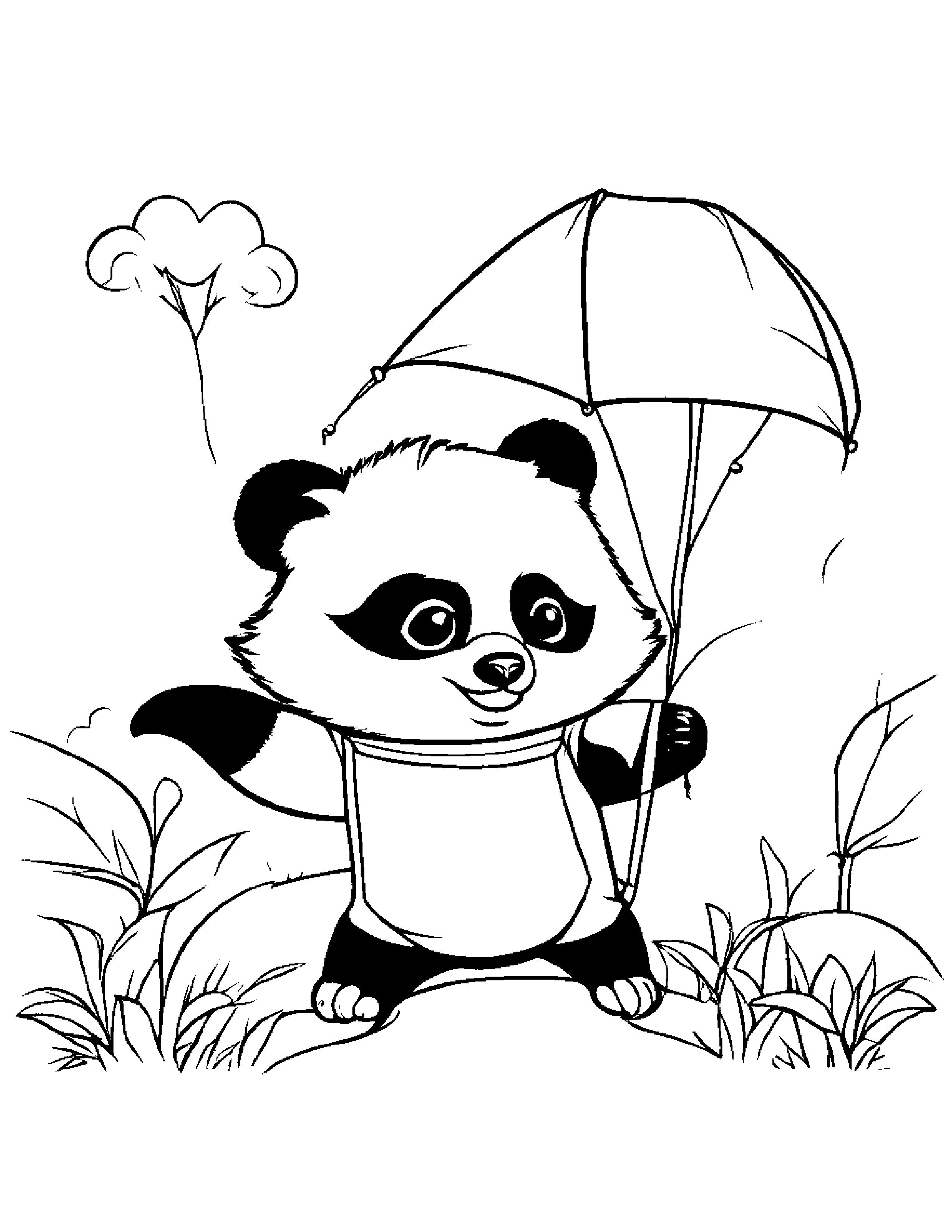 Jolly Red Panda Flying A Kite #3 Coloring Page (Free Printable PDF)