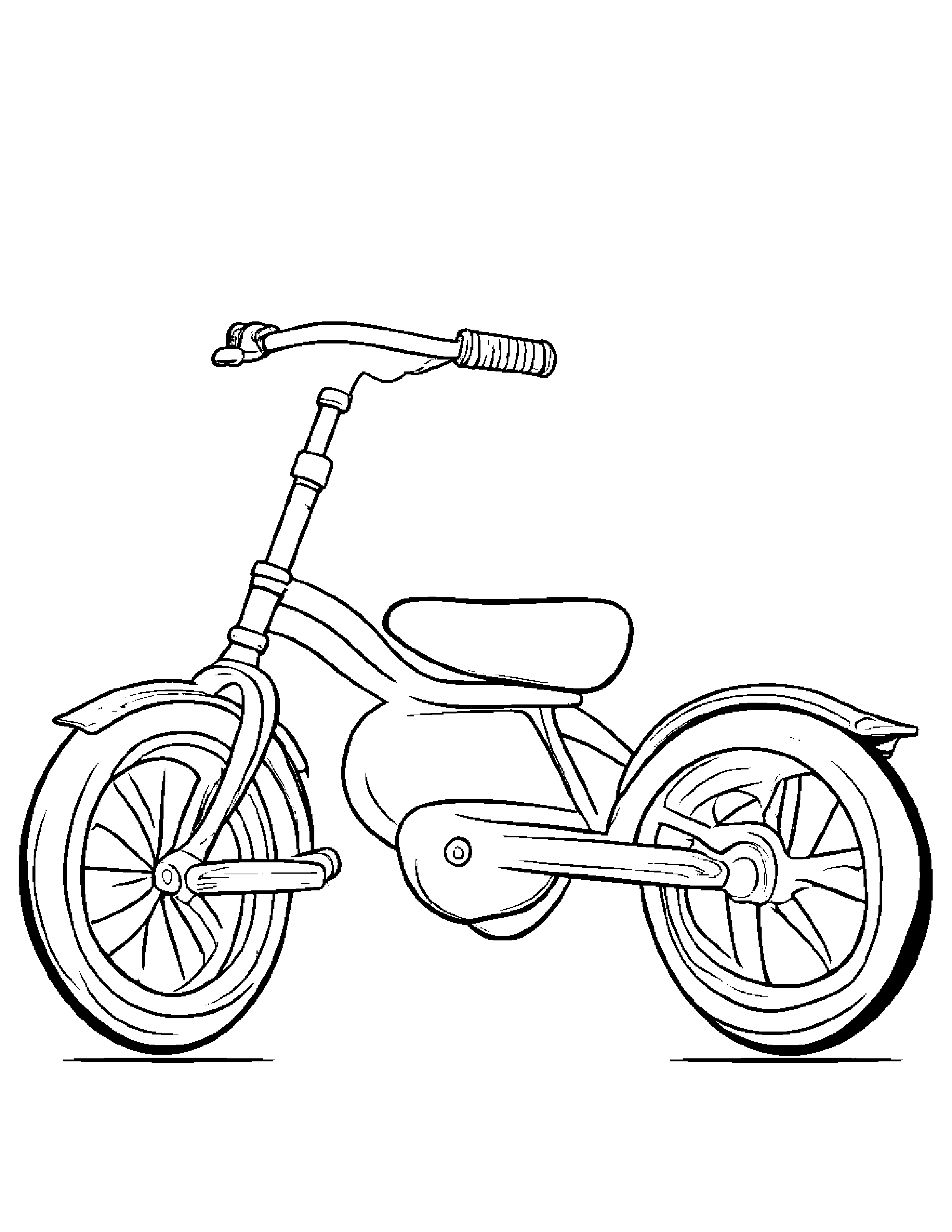 Kind Tricycle #2 Coloring Page (Free Printable PDF)