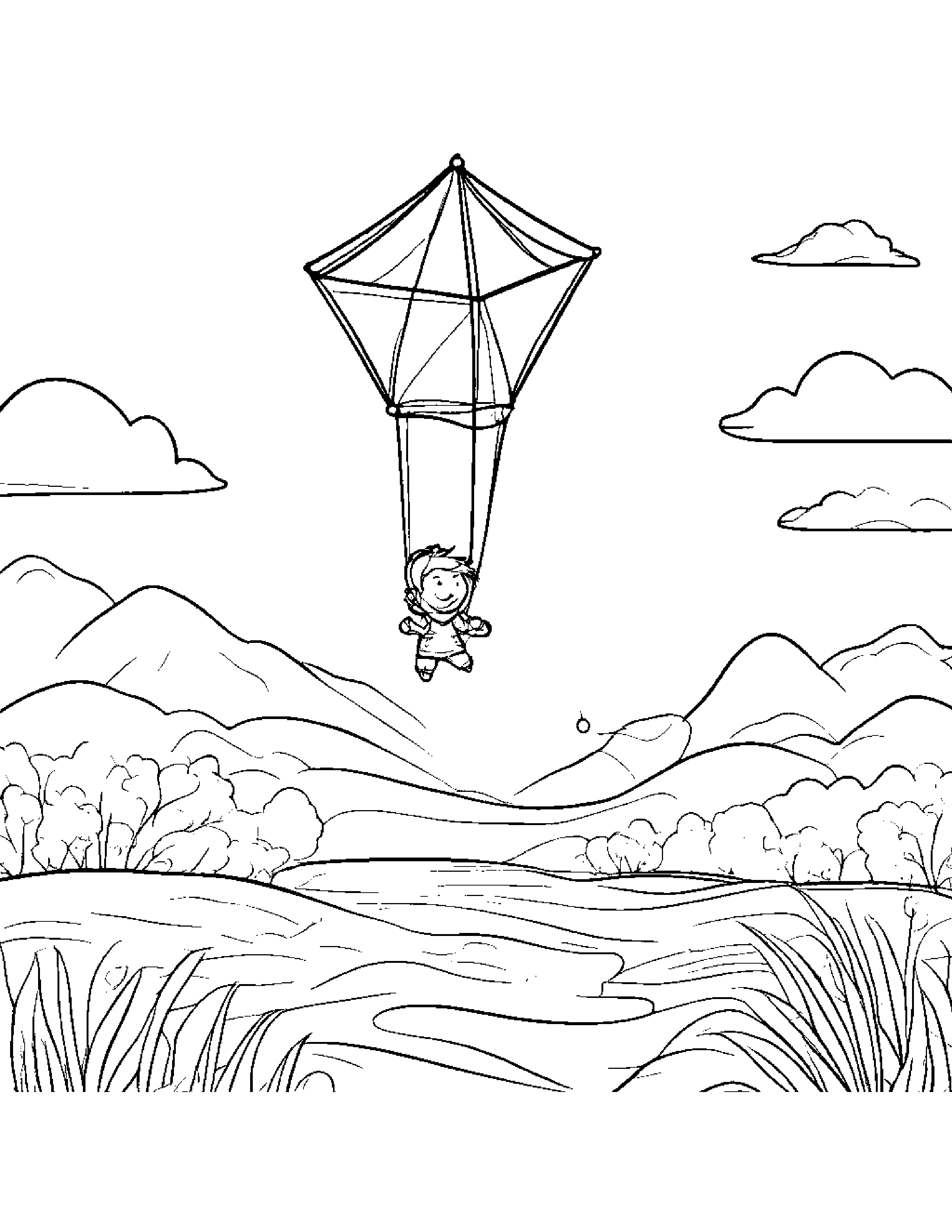 Kite Playing Pat-A-Cake #3 Coloring Page (Free Printable PDF)