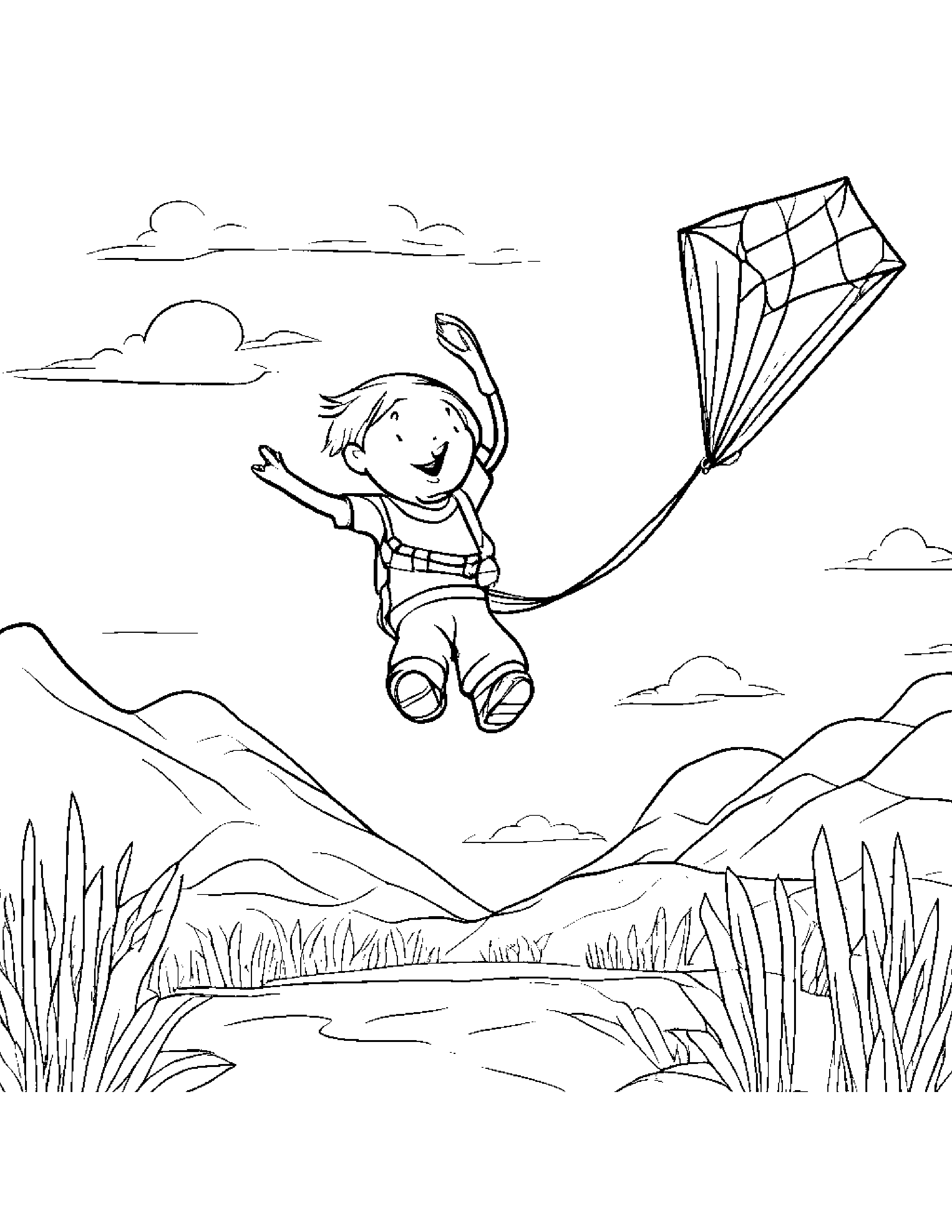 Kite Playing Pat-A-Cake Coloring Page (Free Printable PDF)