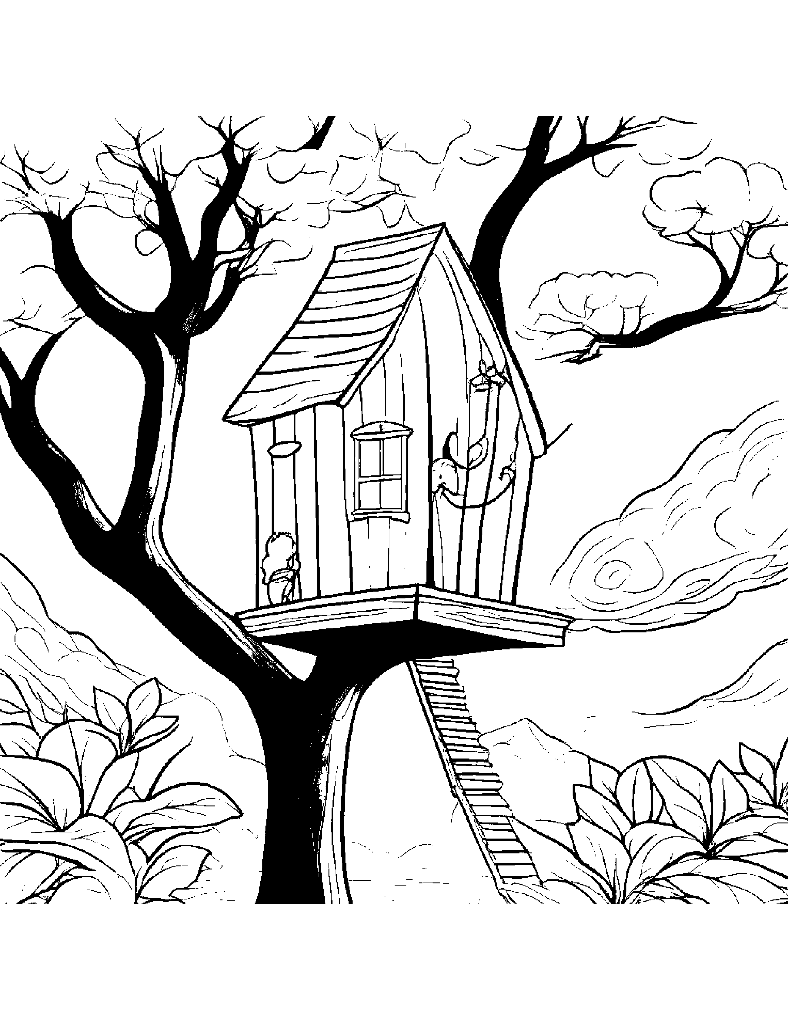Kite Watering A Plant In A Treehouse #3 Coloring Page (Free Printable PDF)
