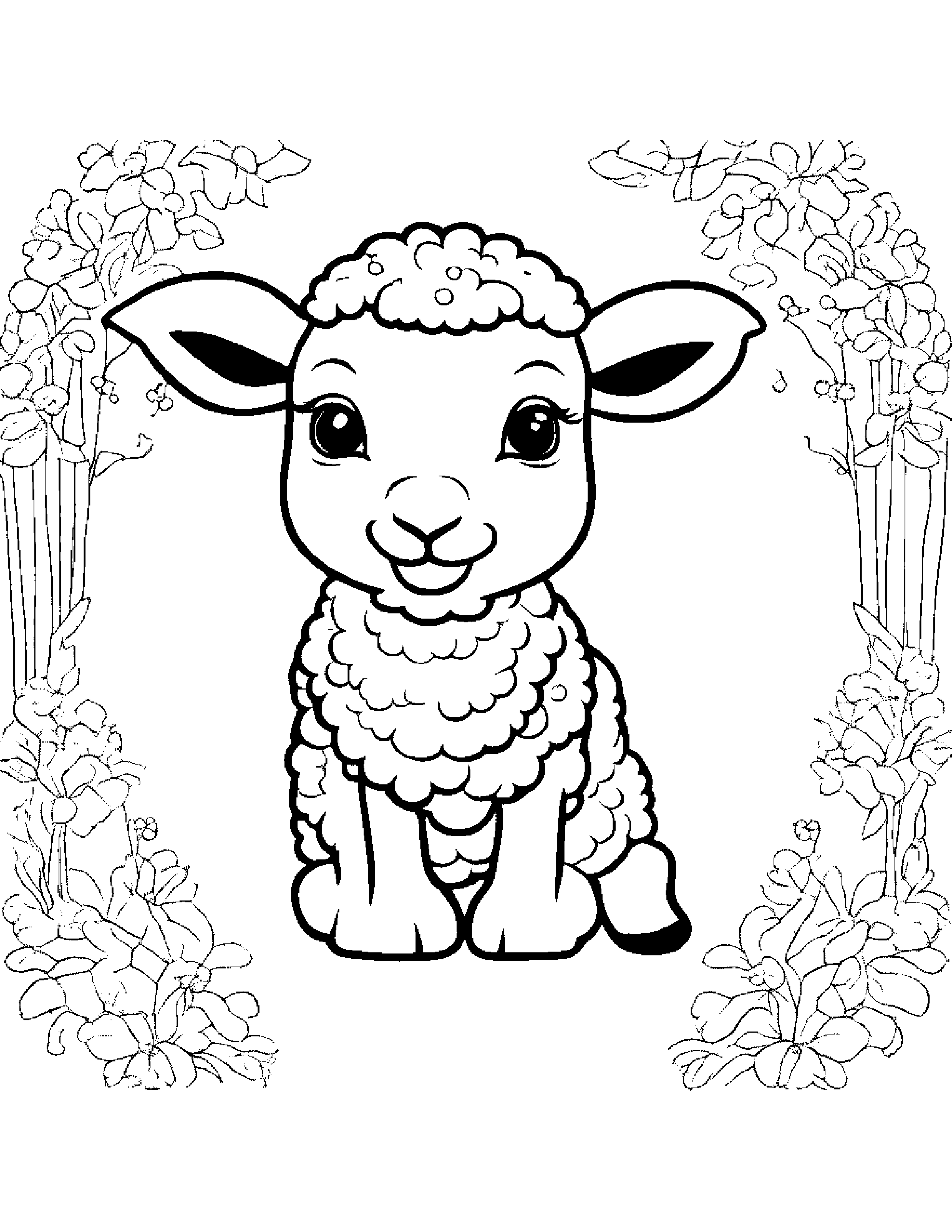 Lamb With Sparkles #4 Coloring Page (Free Printable PDF)