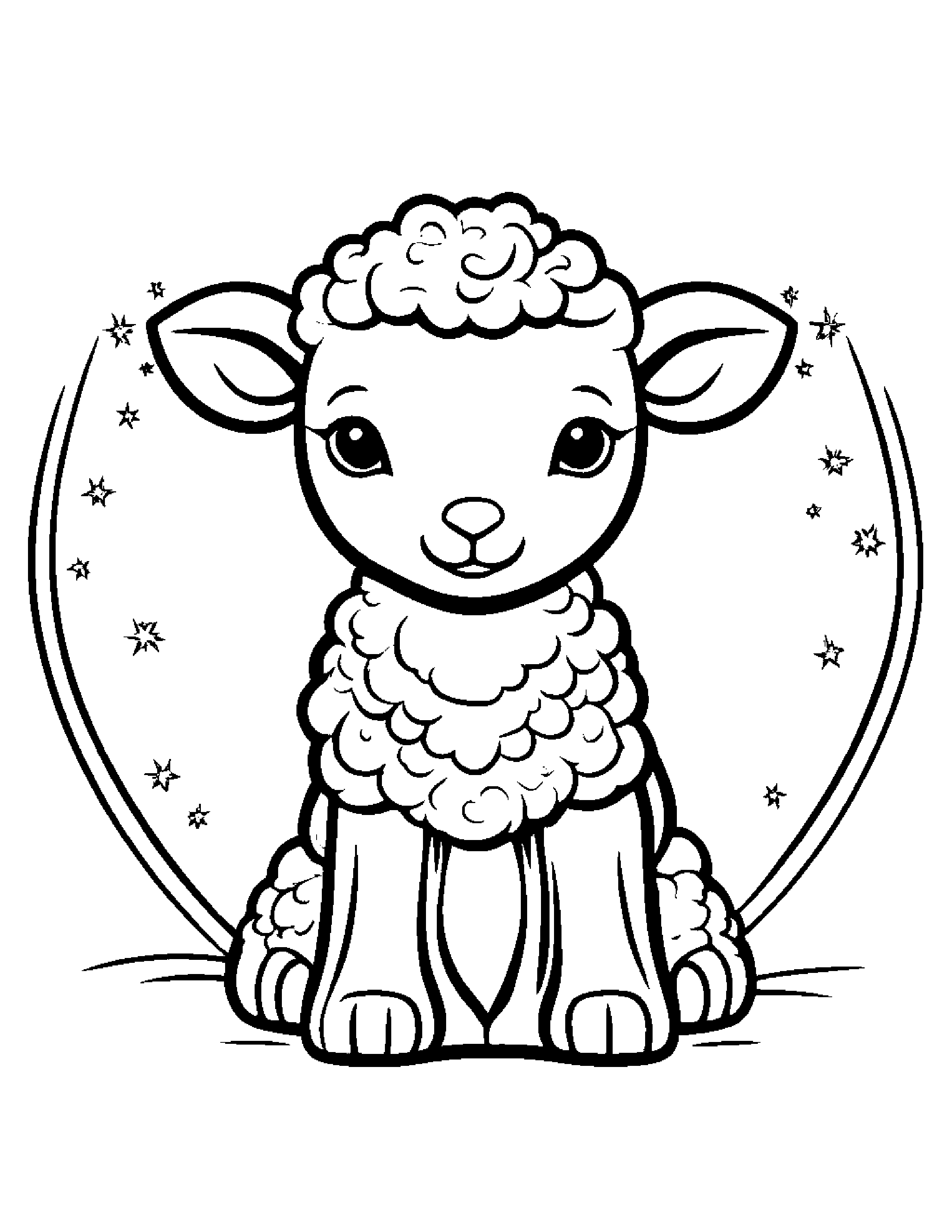 Lamb With Sparkles #5 Coloring Page (Free Printable PDF)