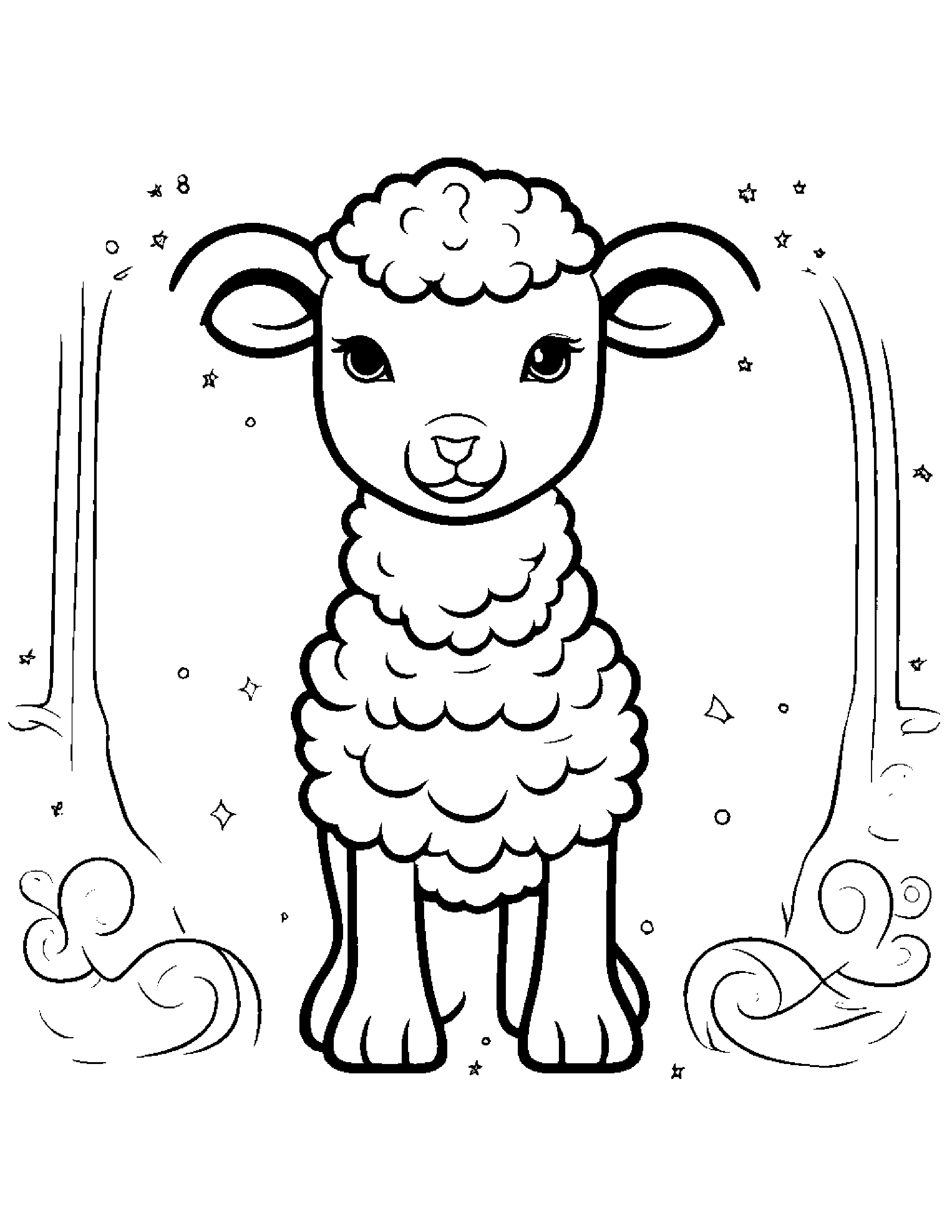 Lamb With Sparkles Coloring Page (Free Printable PDF)