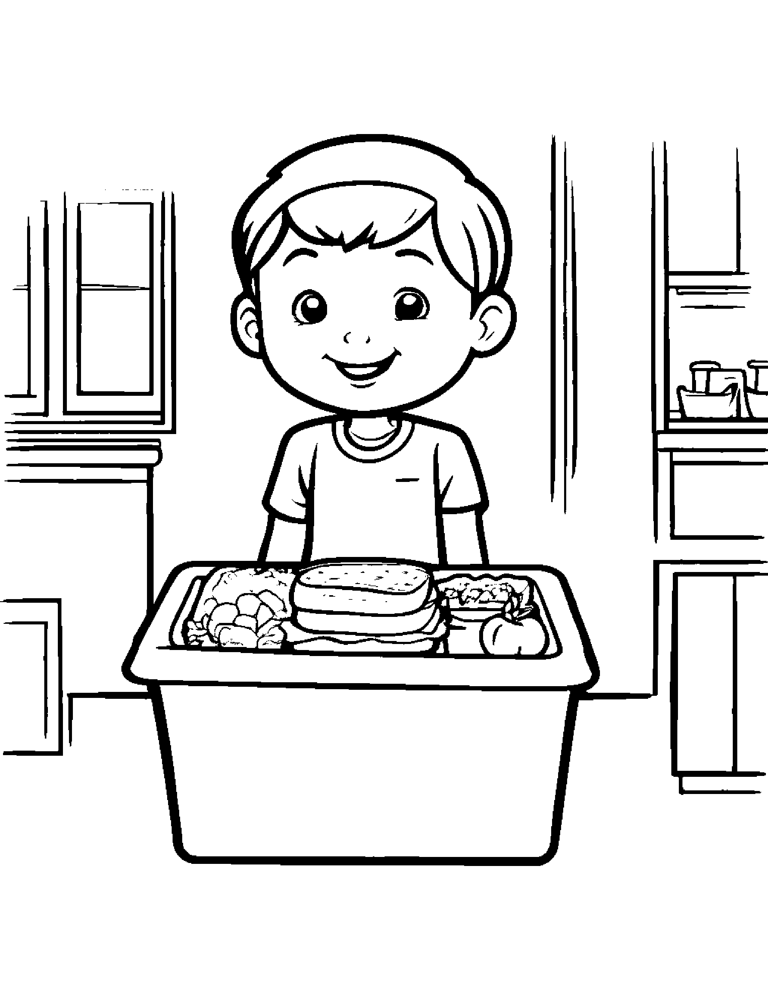 Lunchbox Waving #2 Coloring Page (Free Printable PDF)