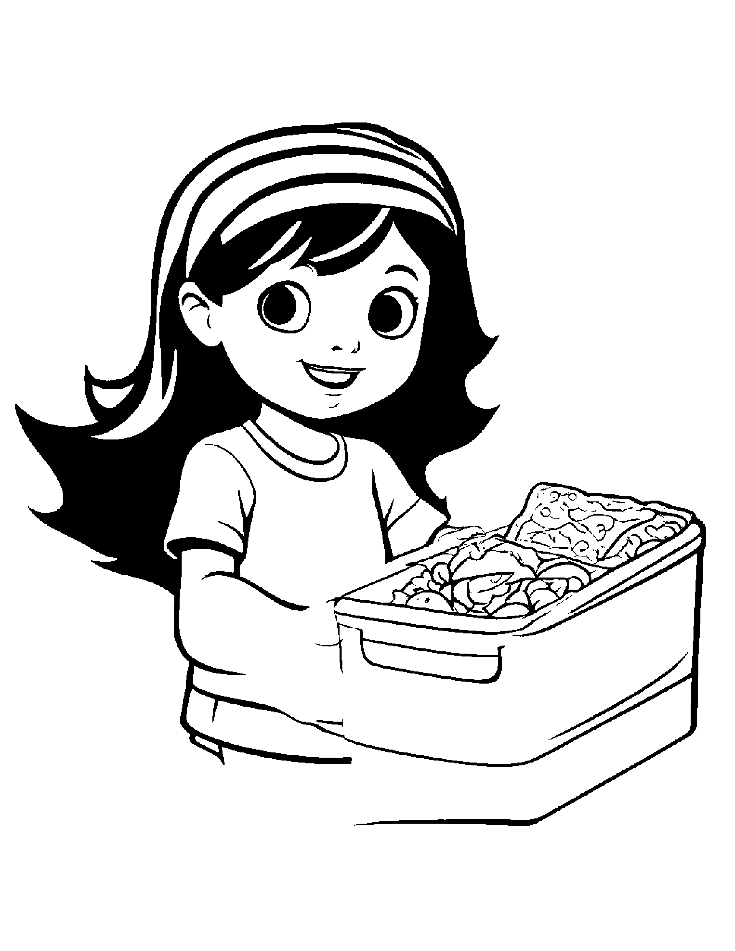 Lunchbox Waving #4 Coloring Page (Free Printable PDF)