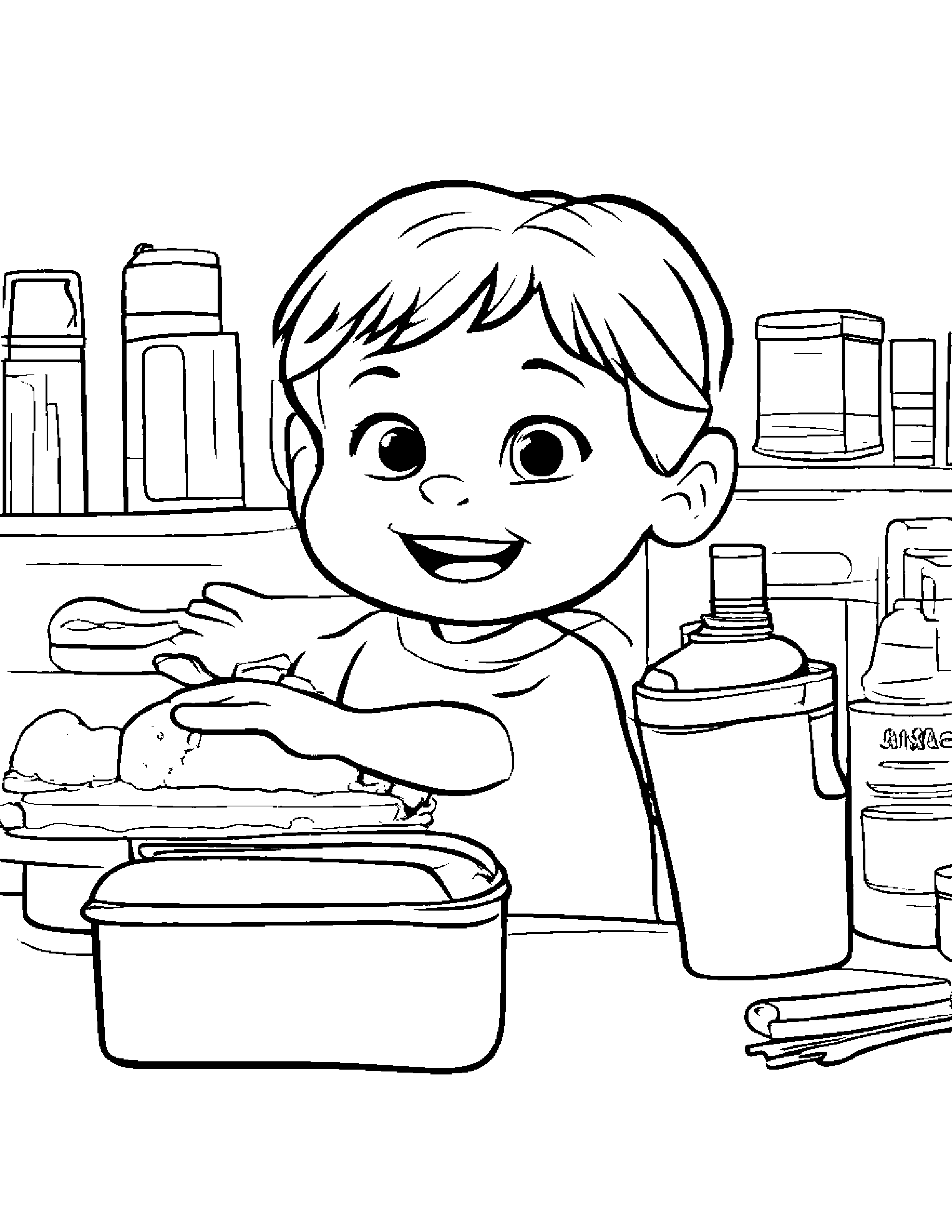 Lunchbox Waving #5 Coloring Page (Free Printable PDF)