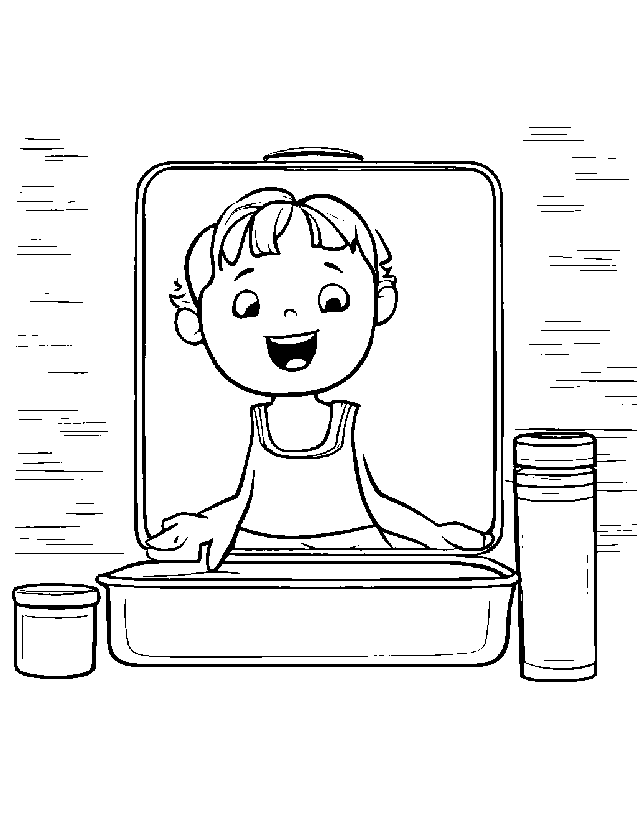 Lunchbox Waving Coloring Page (Free Printable PDF)