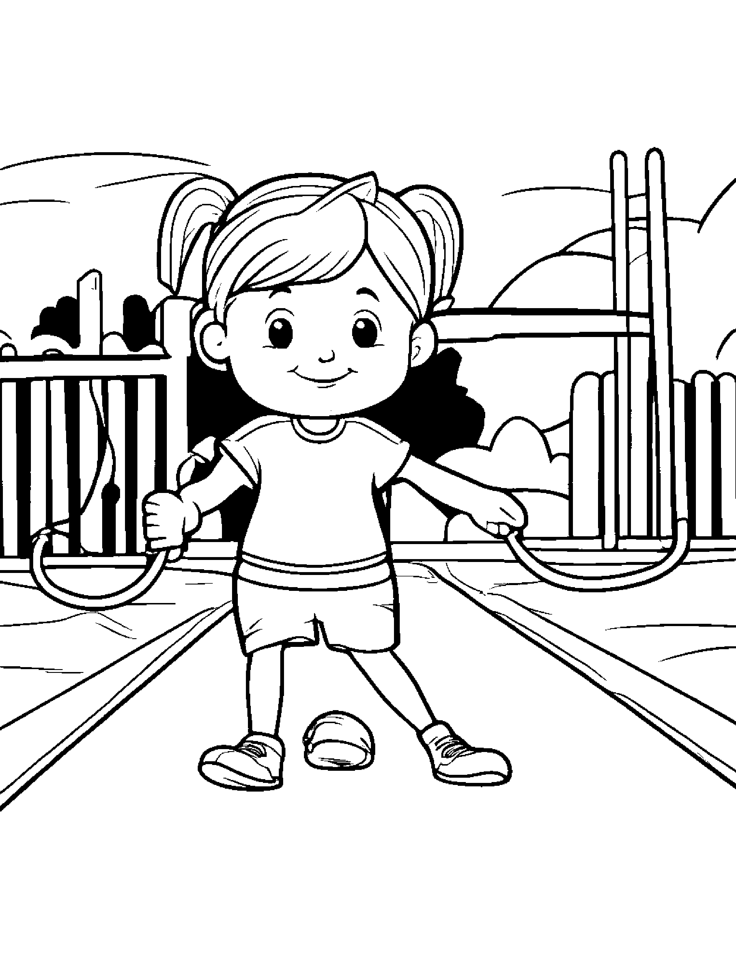 Merry Jump Rope At The Playground #3 Coloring Page (Free Printable PDF)