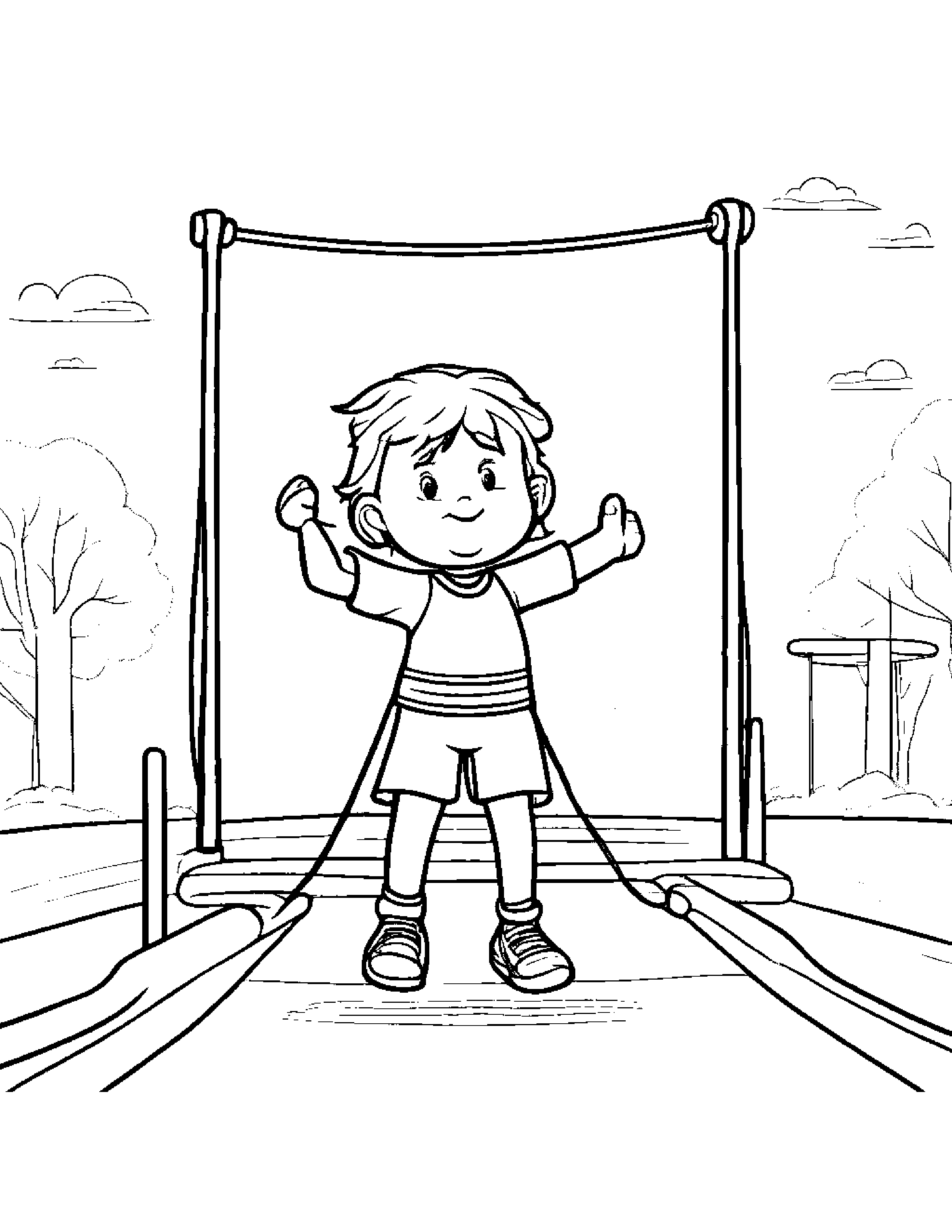 Merry Jump Rope At The Playground Coloring Page (Free Printable PDF)
