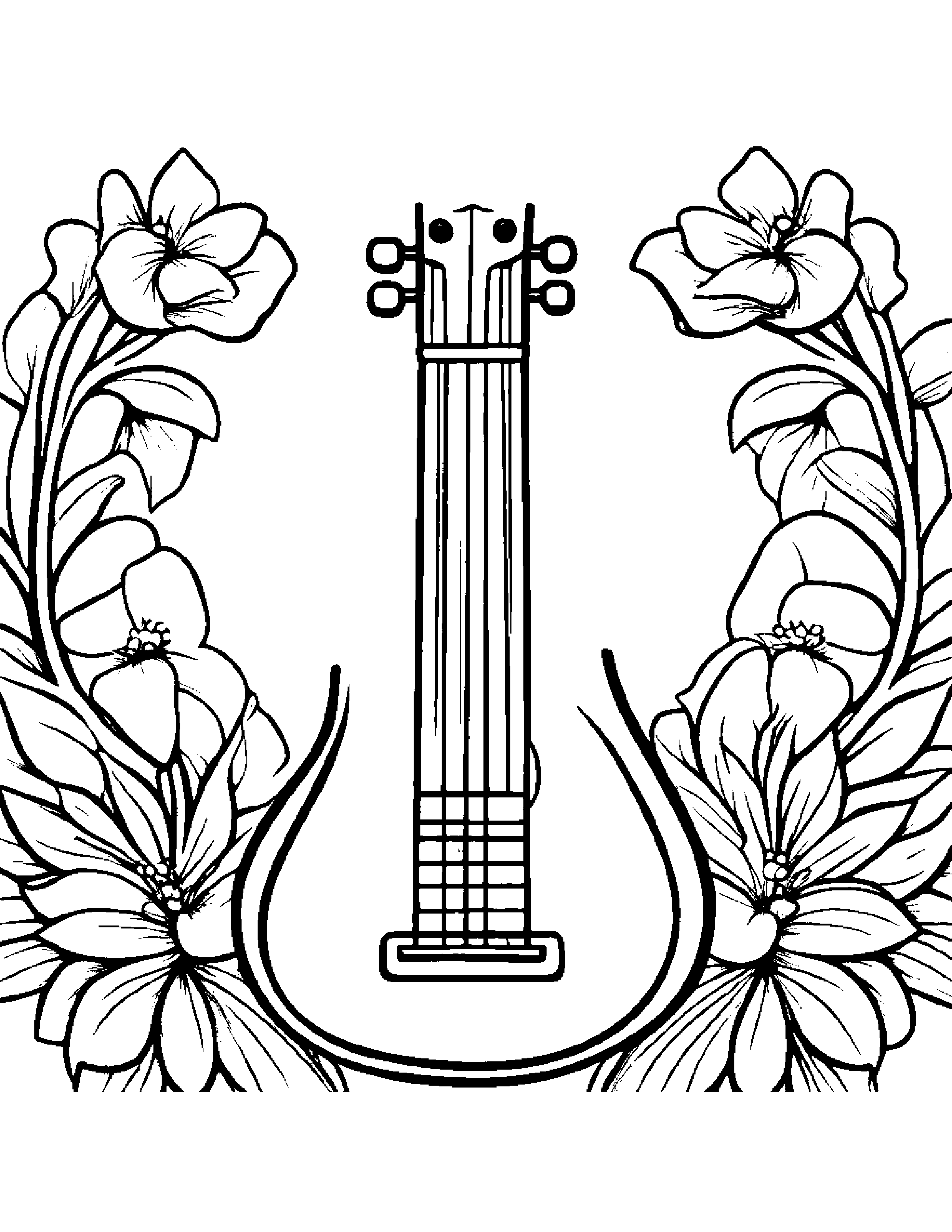 Playful Ukulele #3 Coloring Page (Free Printable PDF)