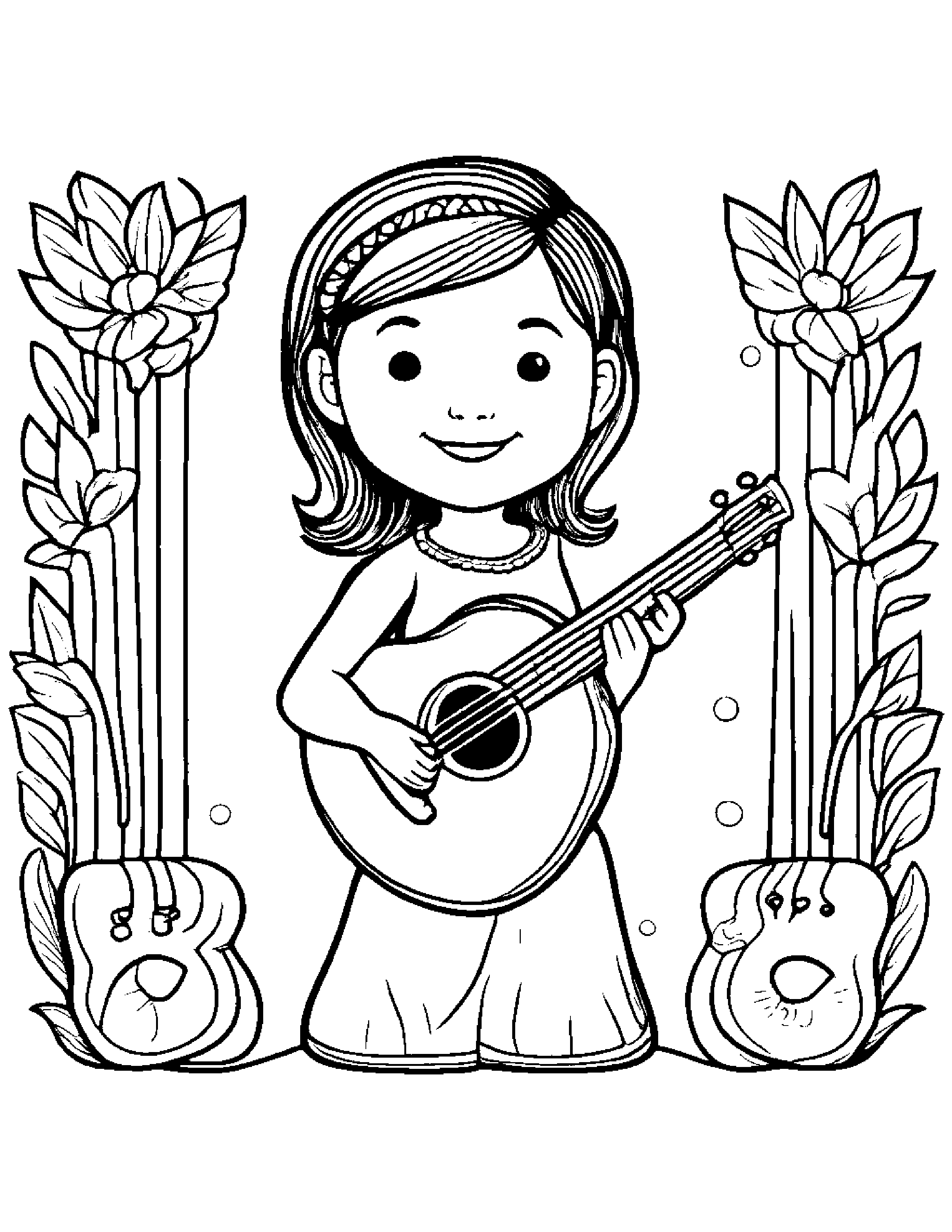 Playful Ukulele Coloring Page (Free Printable PDF)