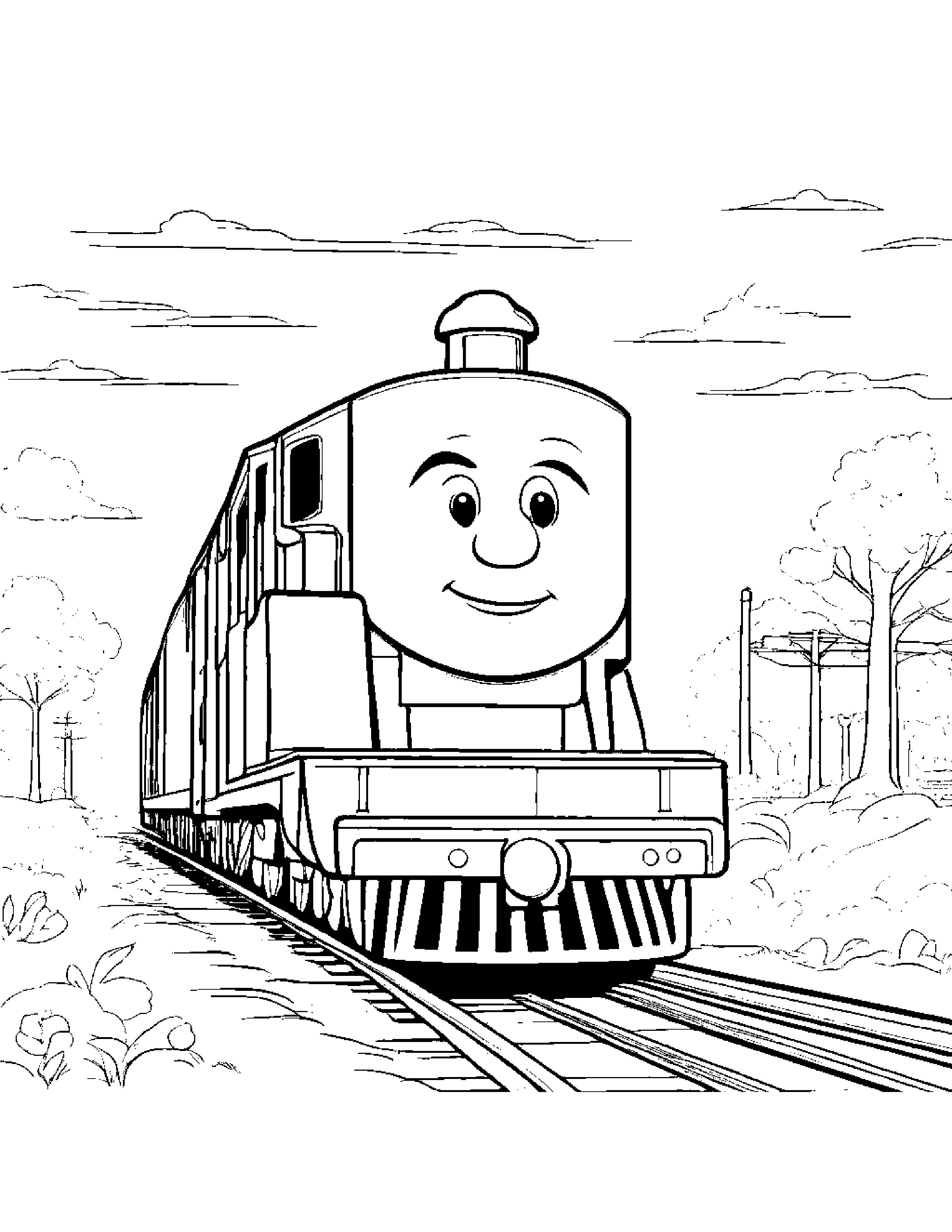 Polite Train Toy #2 Coloring Page (Free Printable PDF)