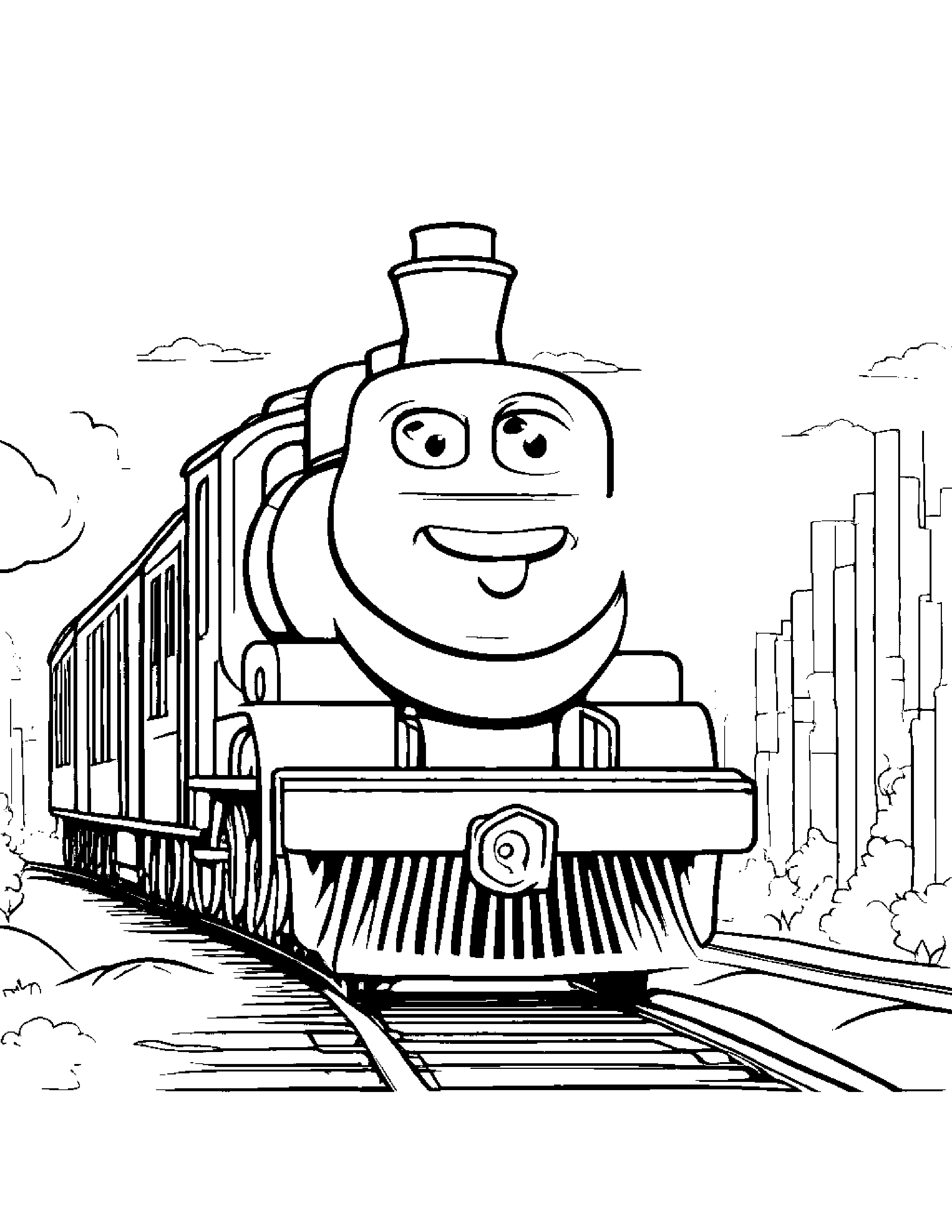 Polite Train Toy Coloring Page (Free Printable PDF)