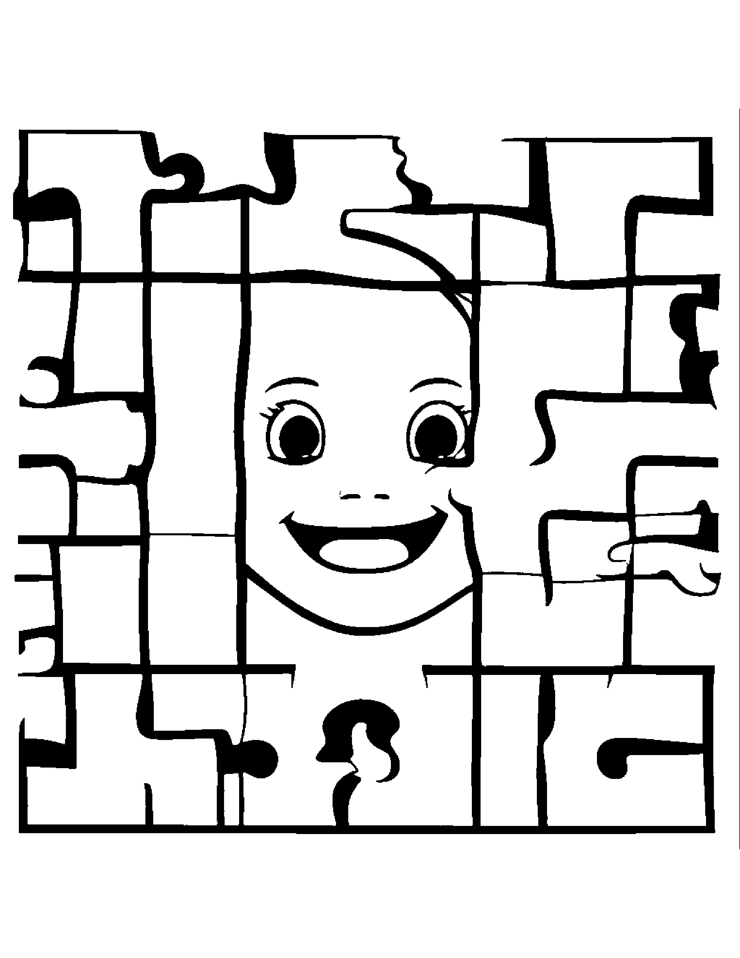 Puzzle Piece Playing Peekaboo #2 Coloring Page (Free Printable PDF)